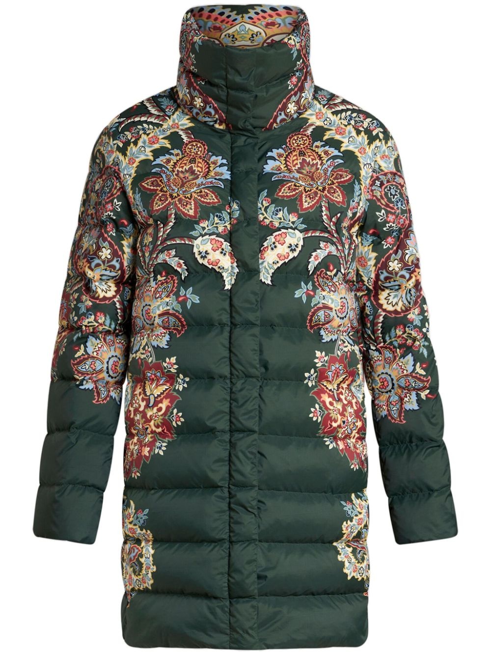 paisley-print zip-up puffer coat - 1