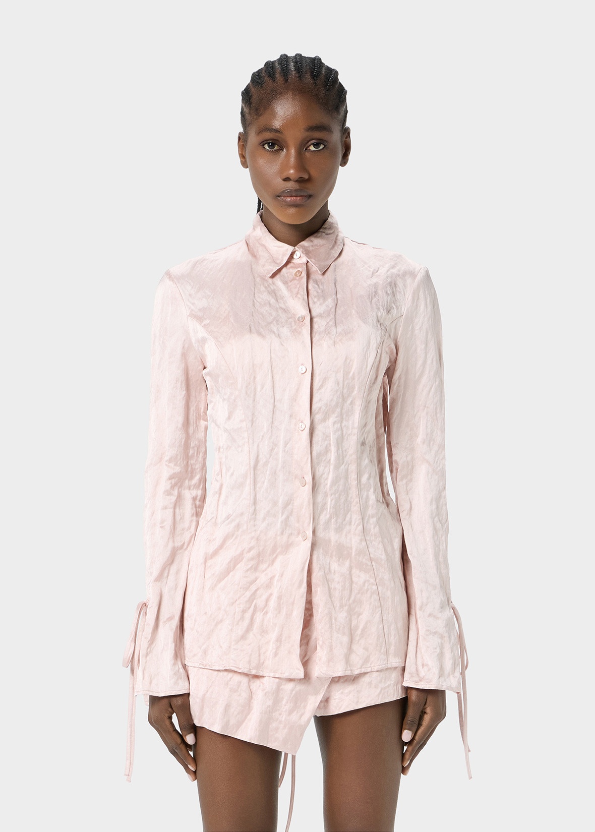 CRINKLED SATIN SHIRT - 3