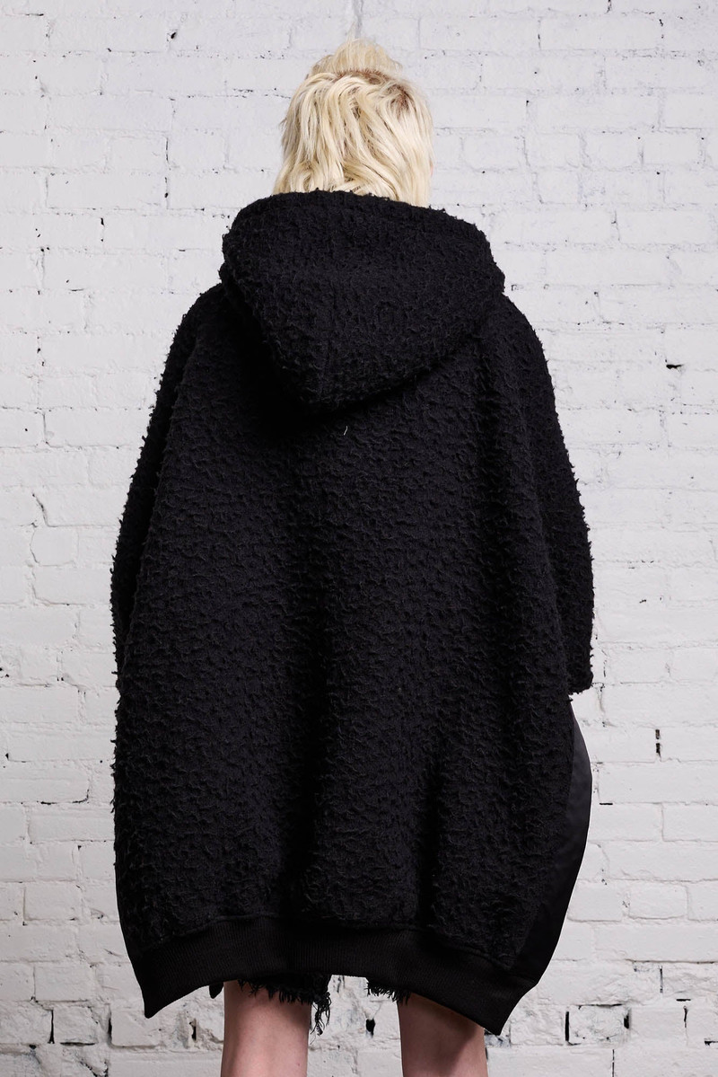 OVERSIZED HOODIE CAPE - BLACK WOOL 7