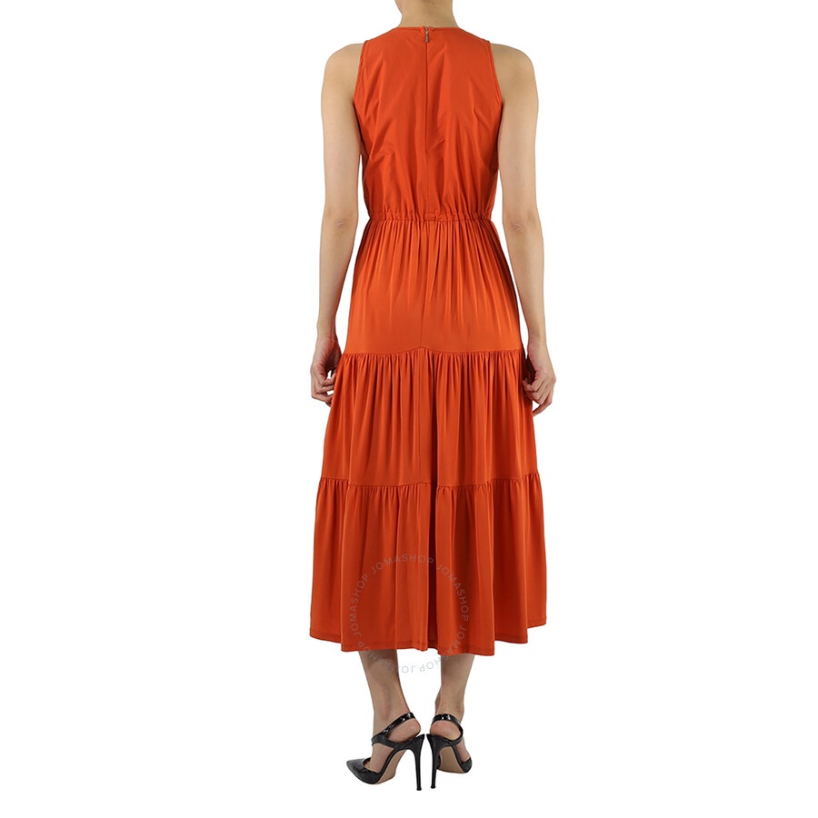 Max Mara Ladies Orange Kren Jersey Tiered Sleeveless Midi Dress - 6