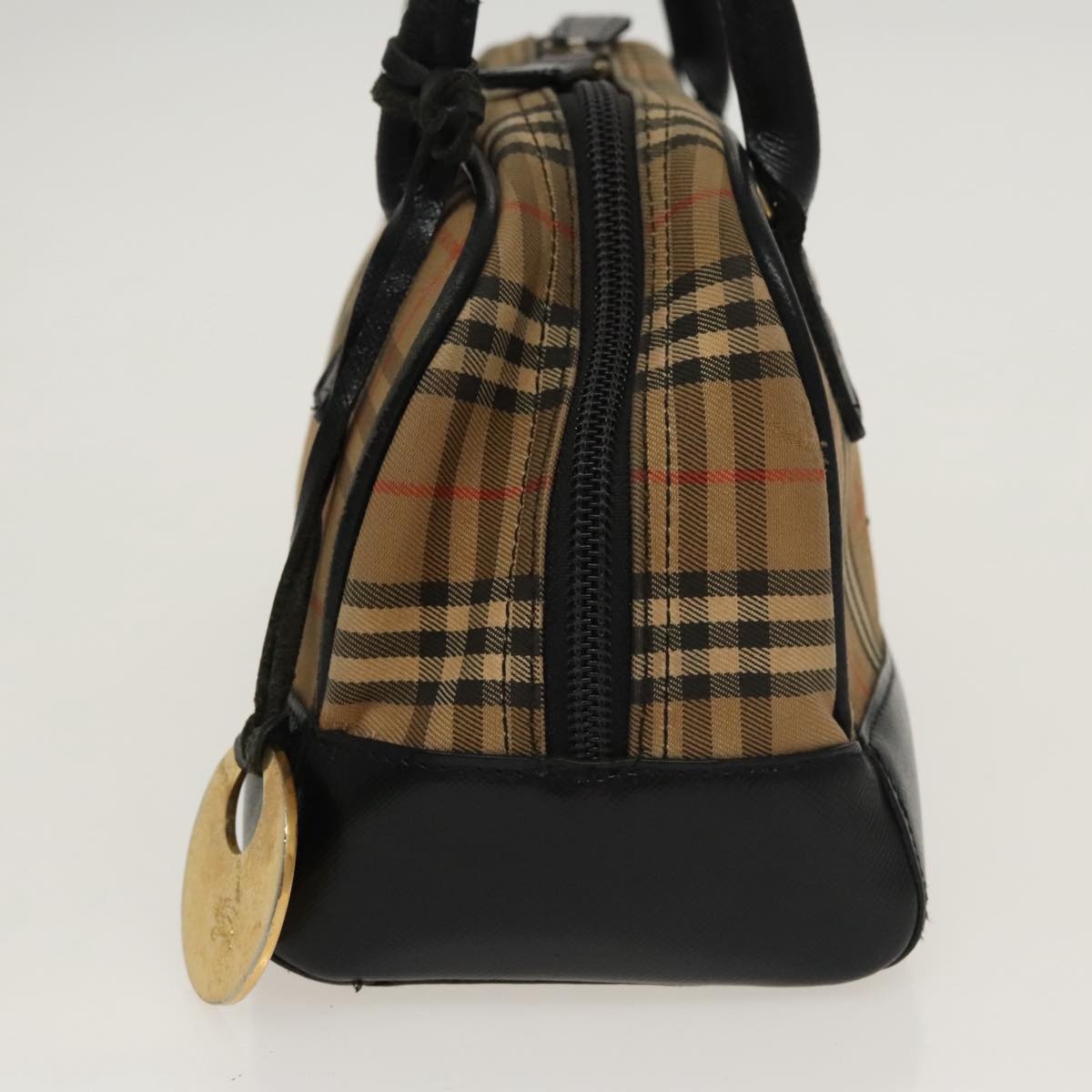 Burberry Nova Check Tote Bag Canvas Leather Beige Black - 4