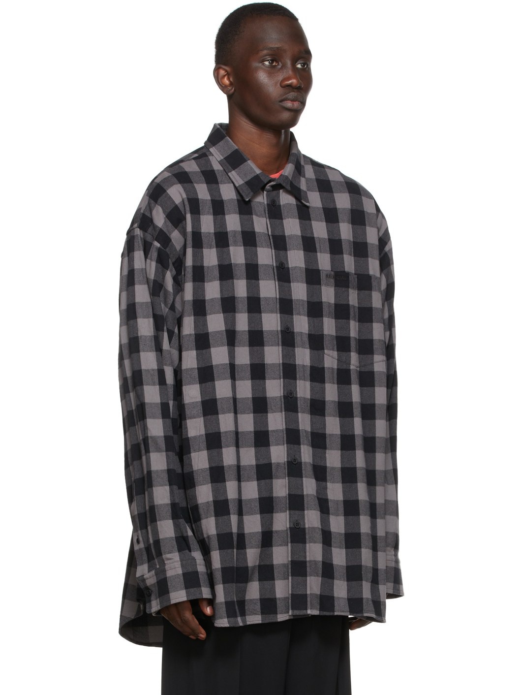 Grey & Black Flannel Snap Shirt - 2