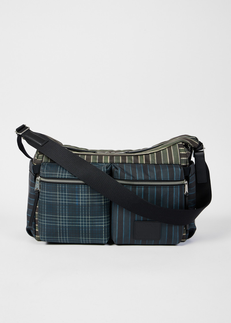 Multicolour Mixed Check and Stripe Cross-Body Bag 7