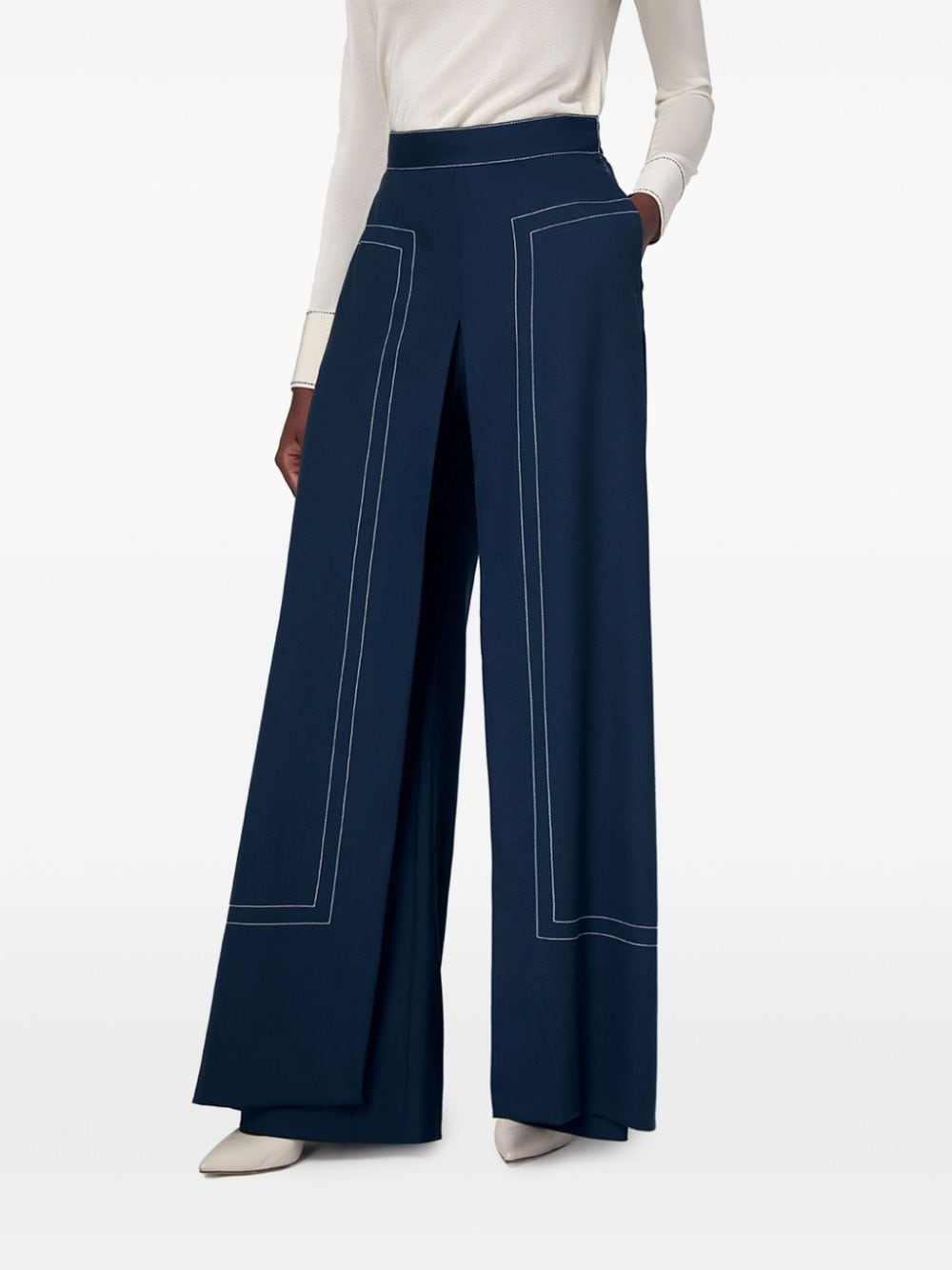 contrast-stitching trousers - 3