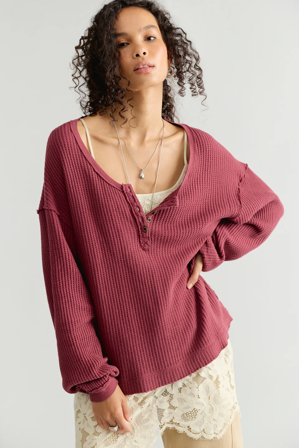 We The Free Montreal Oversized Thermal Henley - 1