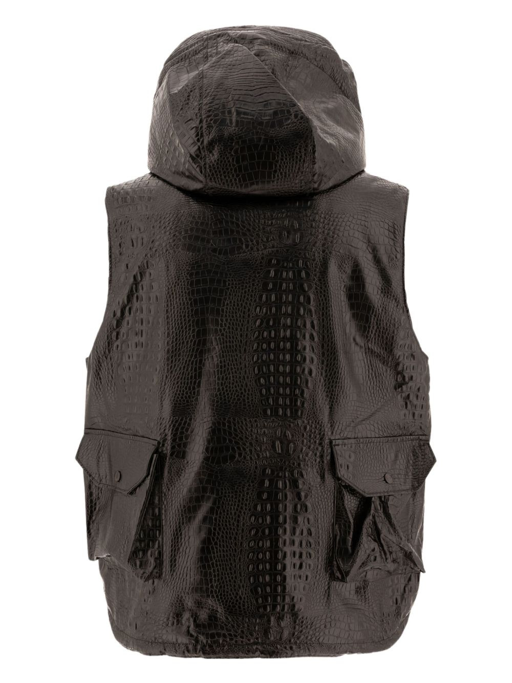 hooded crocodile-effect vest - 2