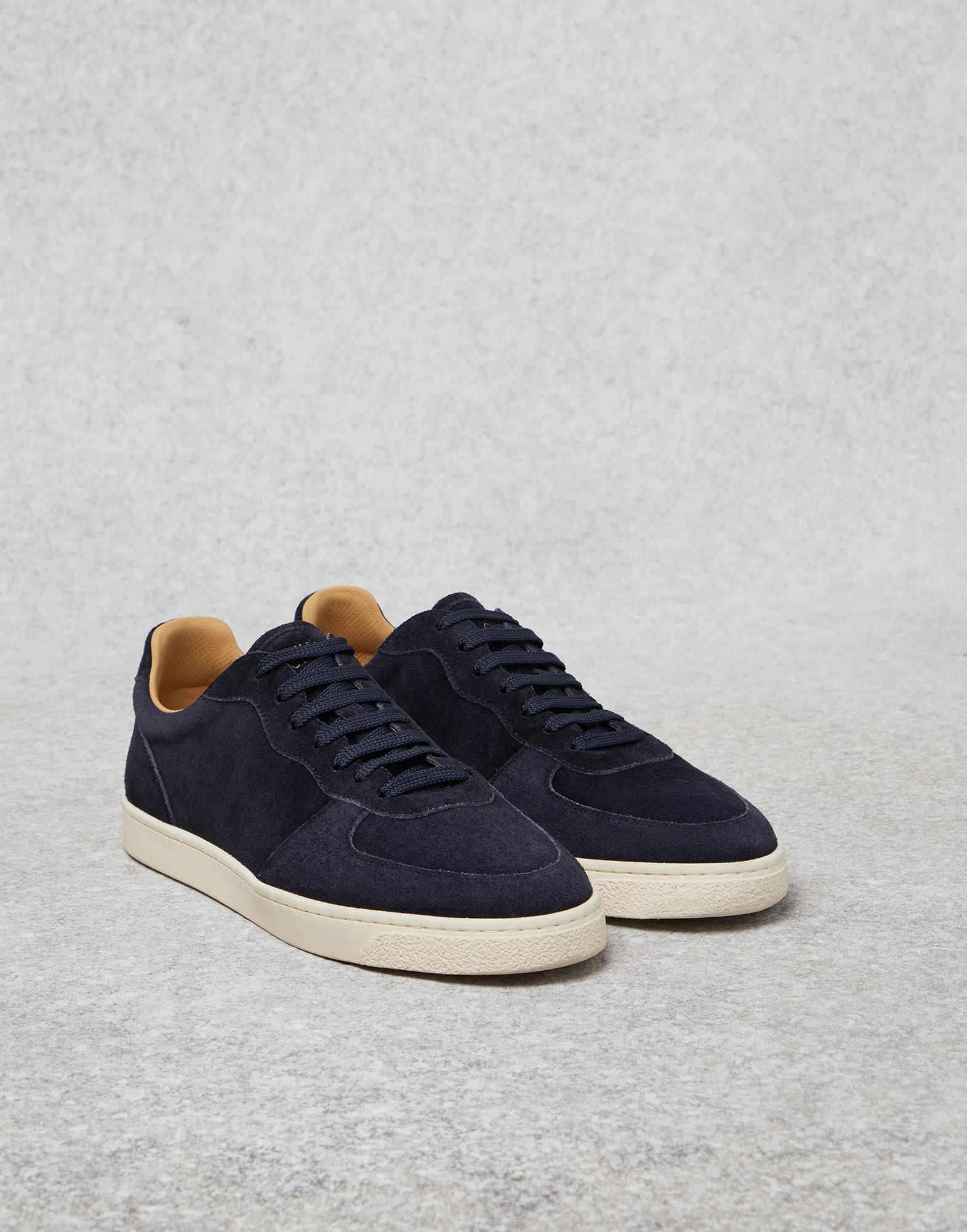 Brunello Cucinelli Washed suede sneakers with natural rubber