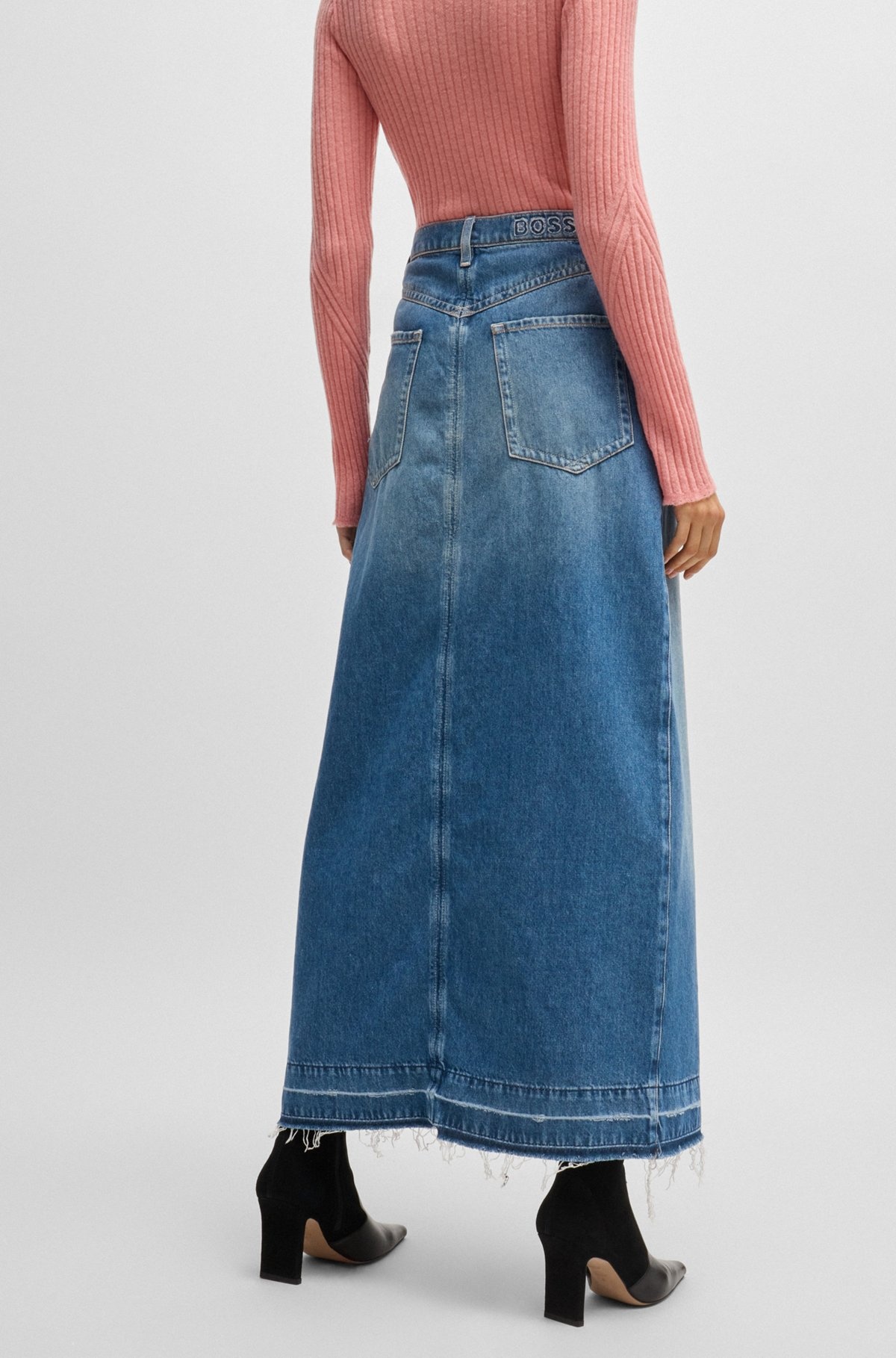 MAXI-LENGTH DENIM SKIRT WITH FRONT SLIT - 4