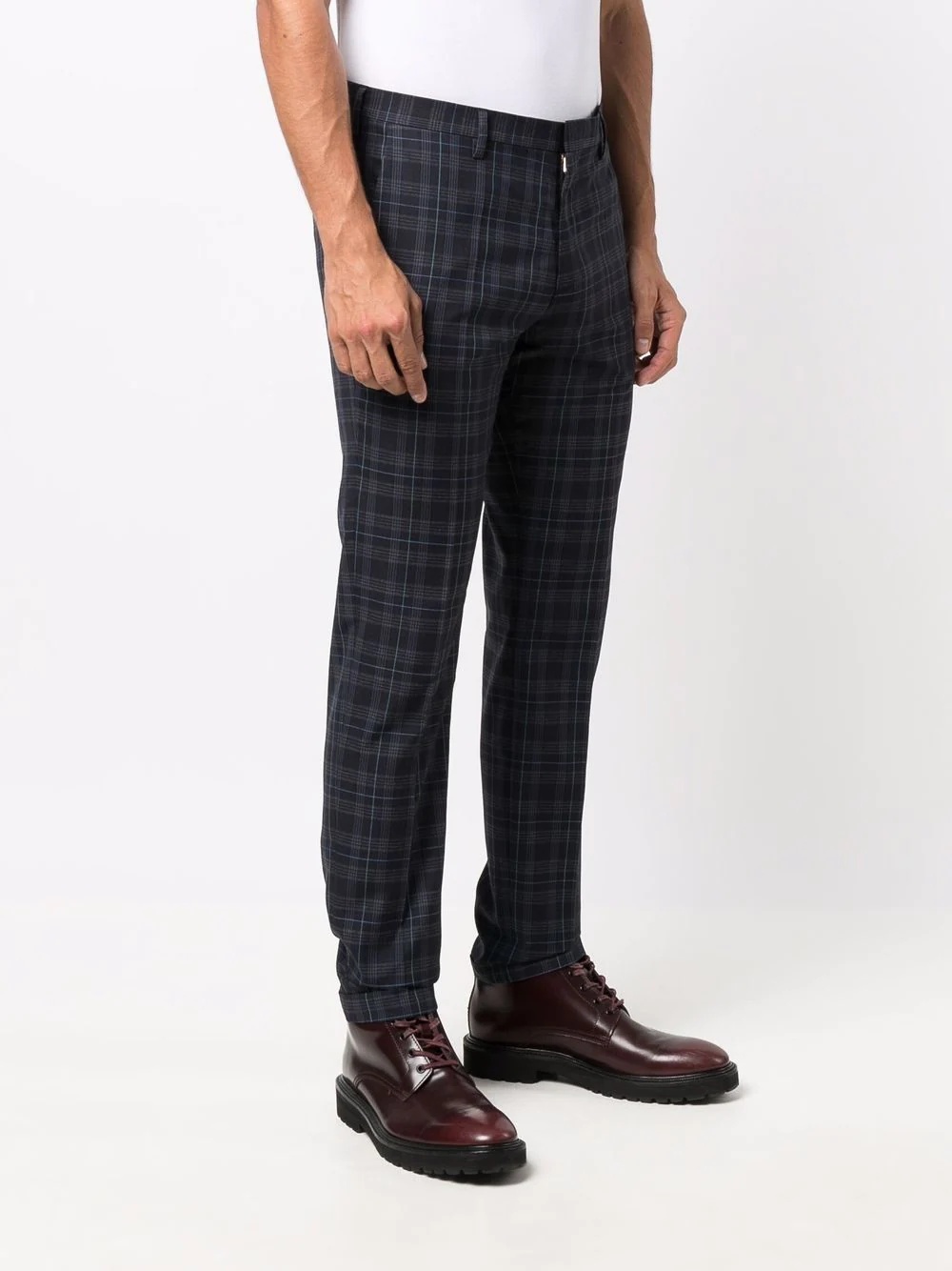 checked slim-cut chinos - 3