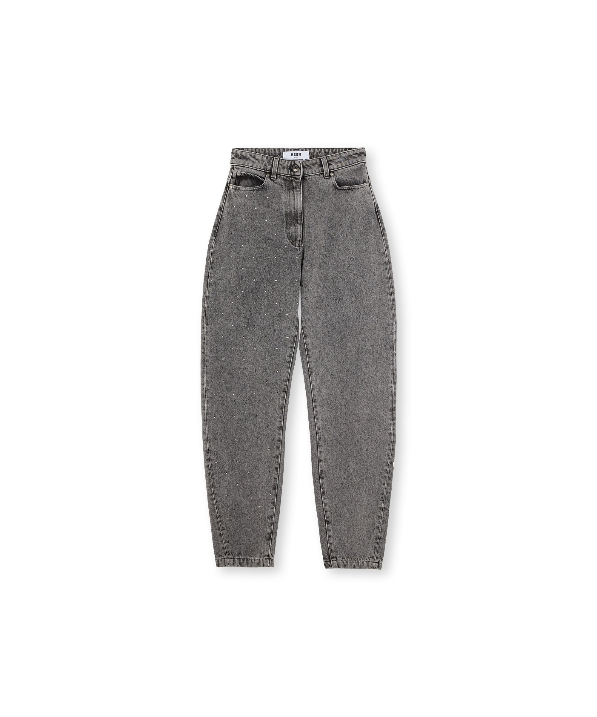 Mom-fit denim with multicolour rhinestones - 1