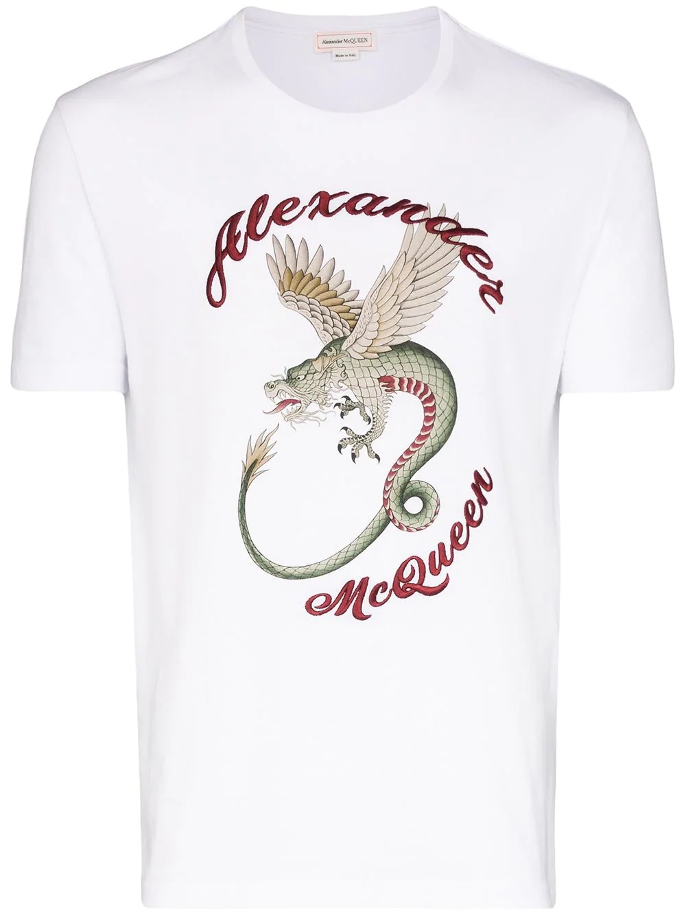 dragon-embroidered cotton T-shirt - 1