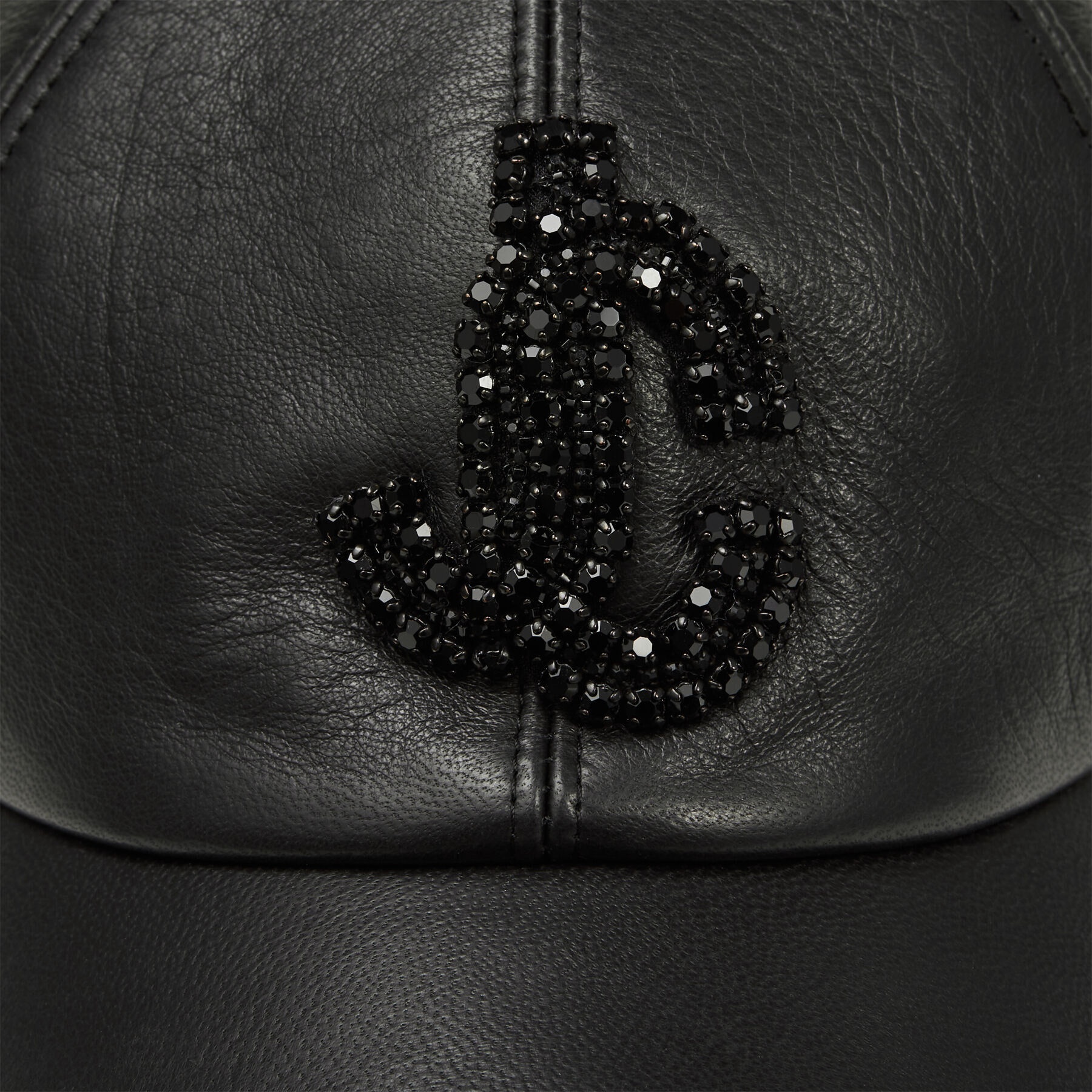 Saby
Black Leather Baseball Cap with Crystal JC Logo - 4
