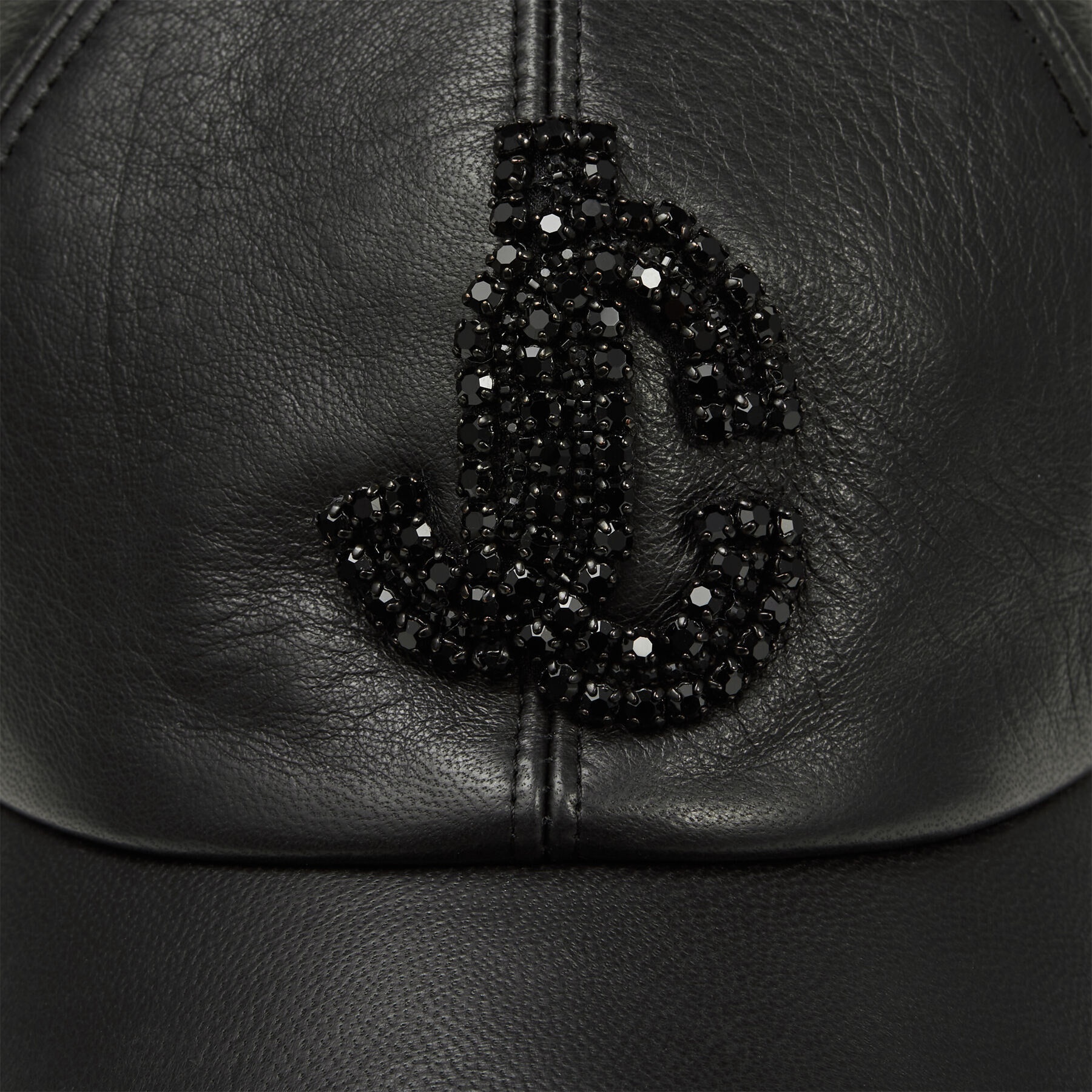 Saby
Black Leather Baseball Cap with Crystal JC Logo - 4