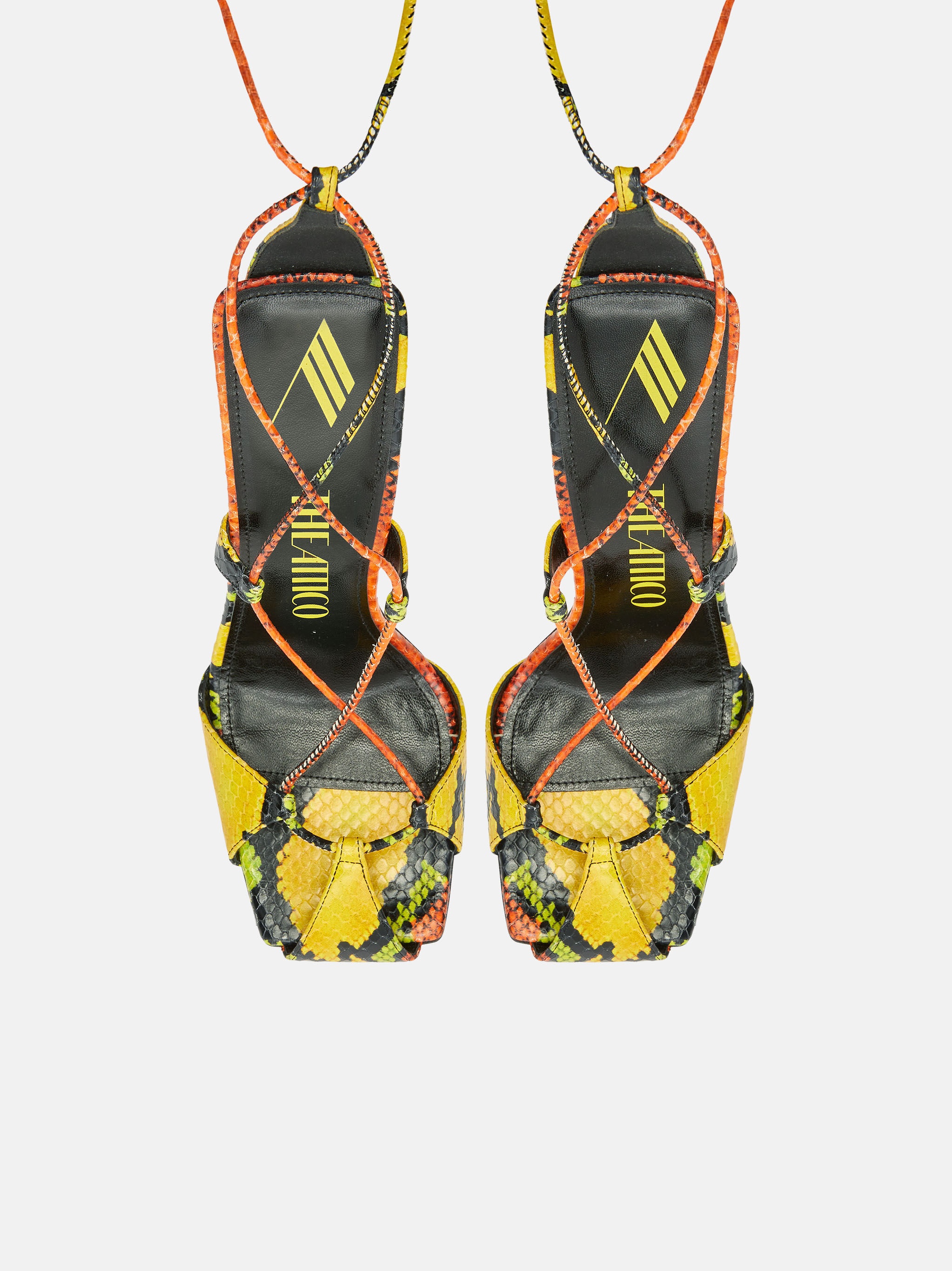 ''ADELE'' ORANGE ,BLACK, YELLOW AND GREEN LACE-UP SANDAL - 3