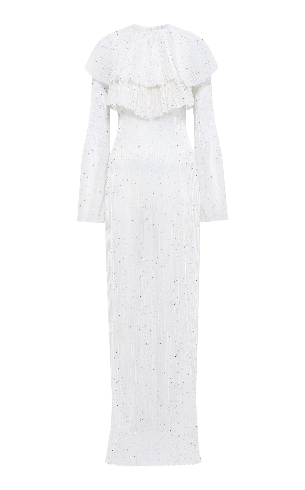 Vira Maxi Dress in Ivory Multi Plisse Speckle Silk Georgette - 1