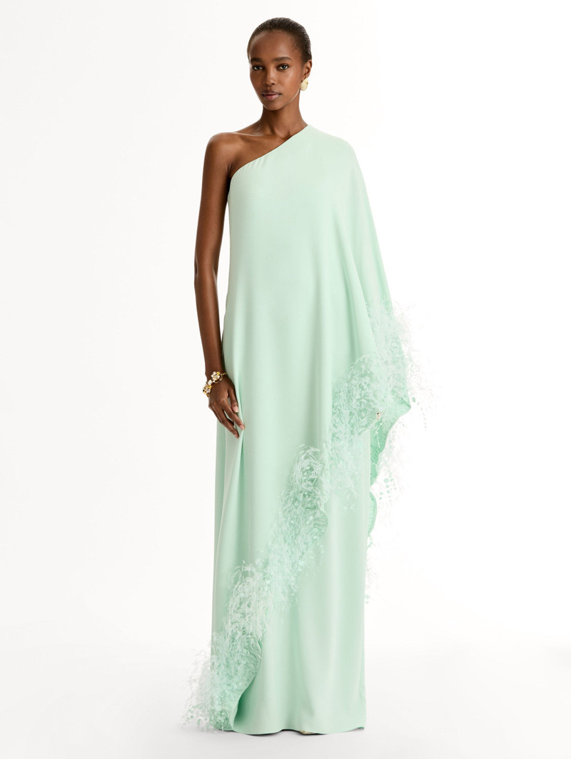 Oscar de la Renta POINT D’ESPRIT FEATHER EMBROIDERED CAFTAN outlook