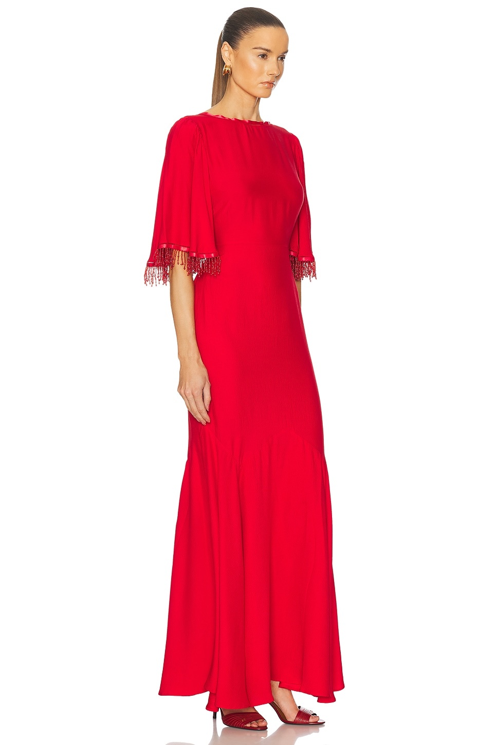 Beaded Claret Gown - 3