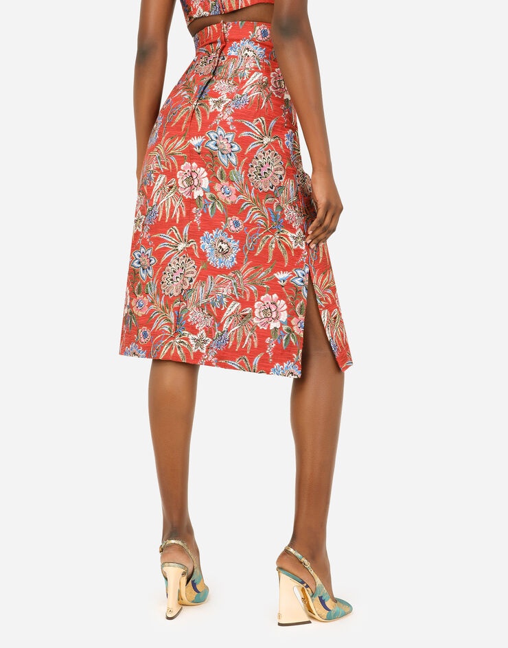 Floral lurex jacquard midi skirt - 5