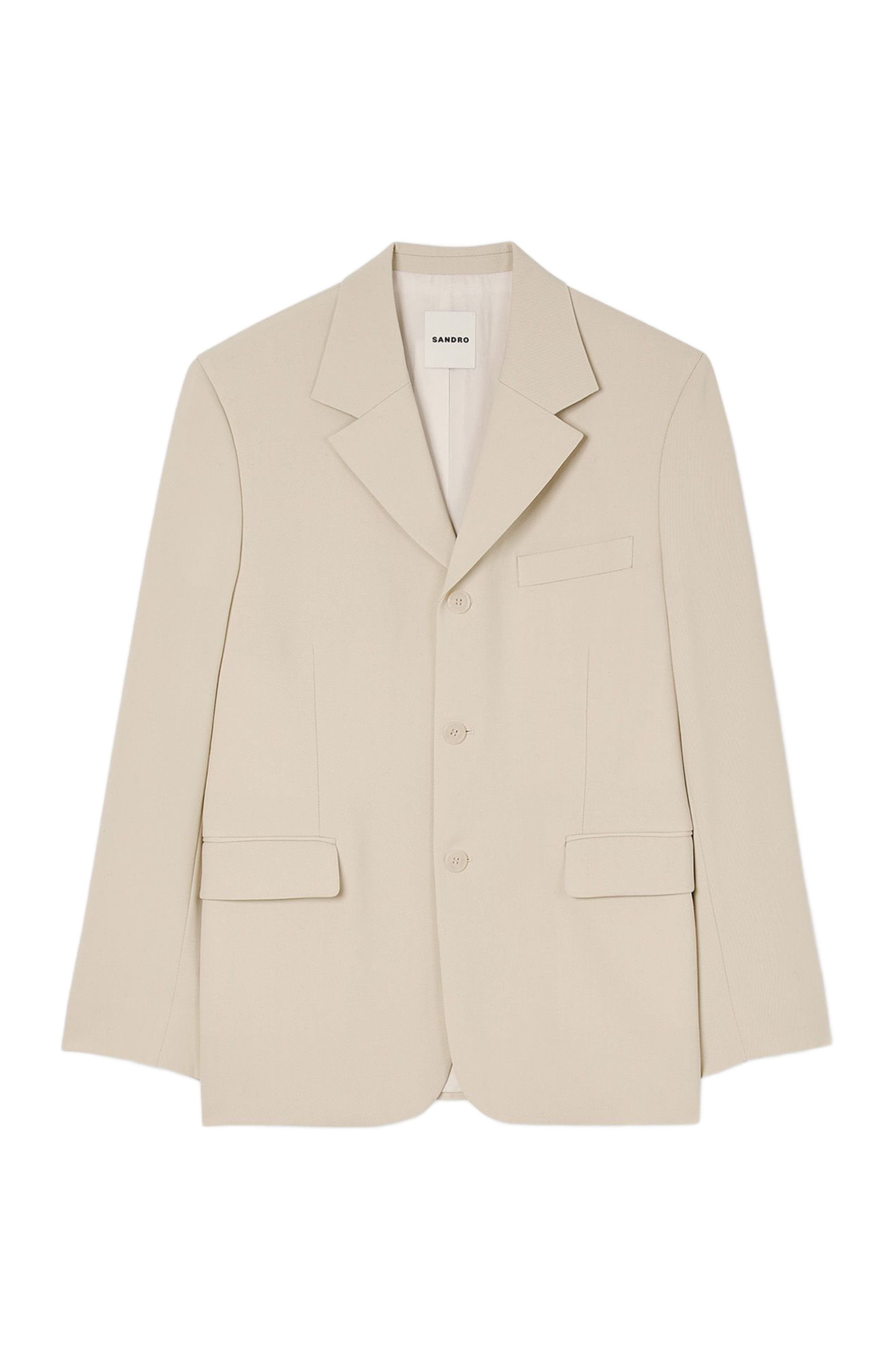 SANDRO Oversized wool suit jacket in Oats at Nordstrom - 5
