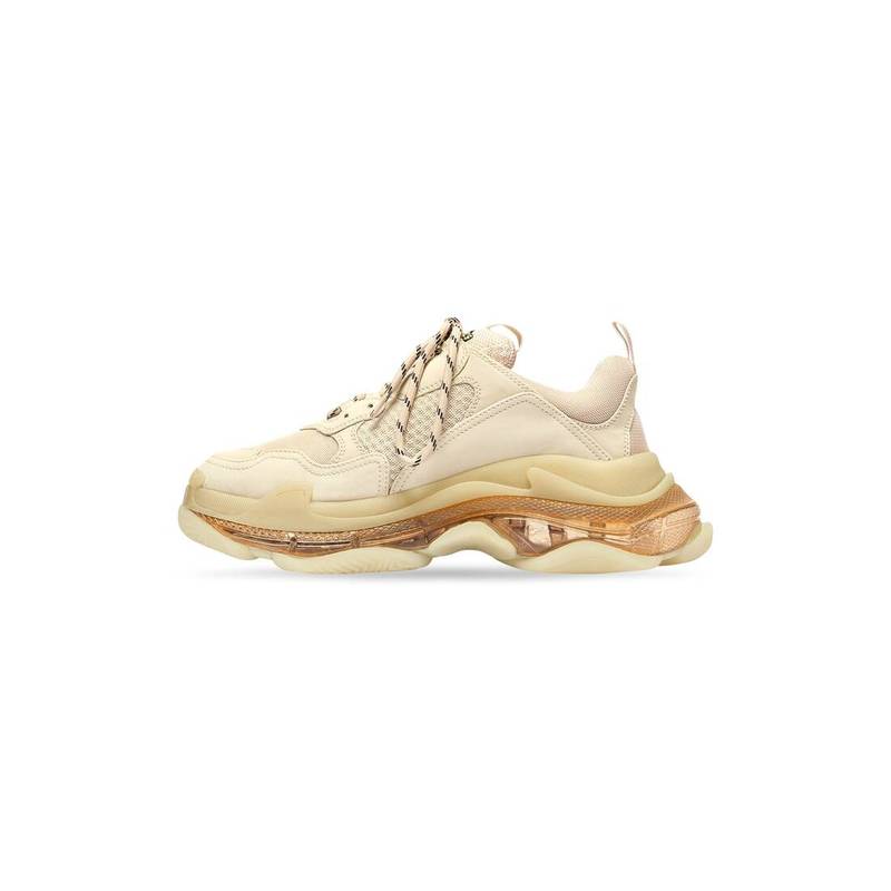 BALENCIAGA Women's Triple S Clear Sole Sneaker in Beige outlook