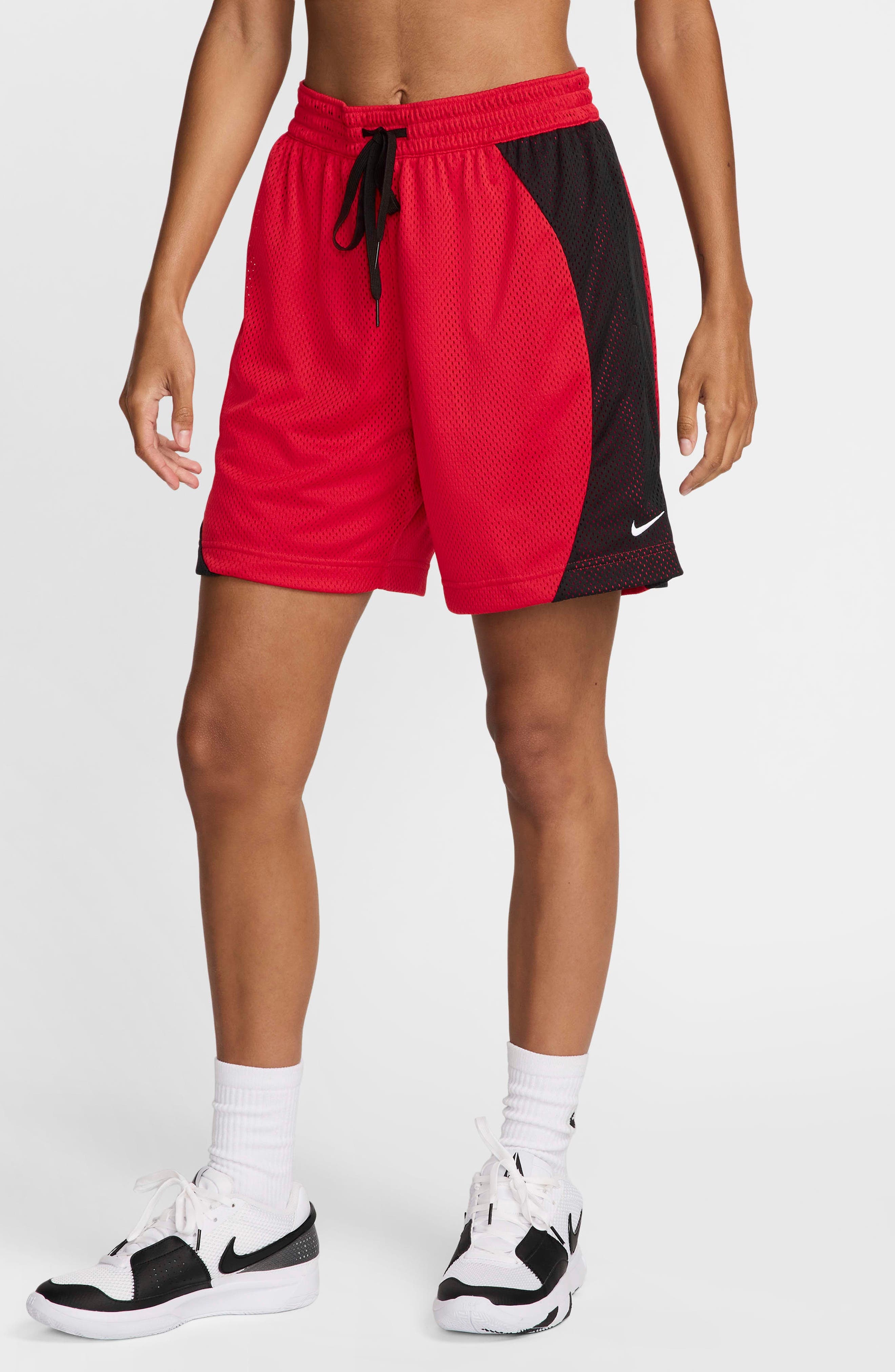 Nike Essential Dri-FIT Mesh Basketball Shorts in University Red/Black/White at Nordstrom - 1