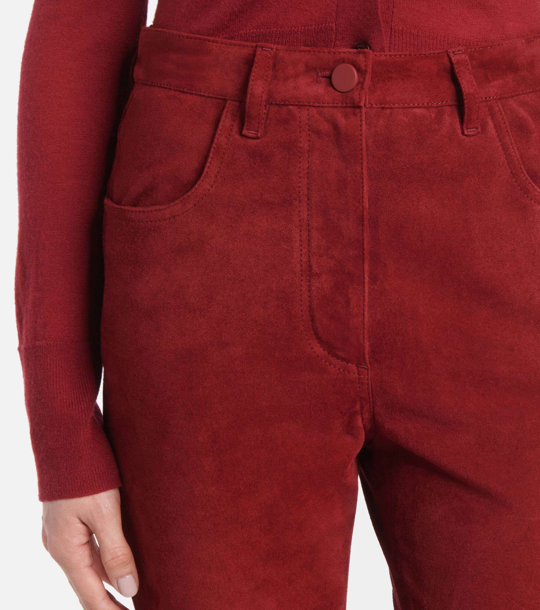 High-rise suede slim pants - 4