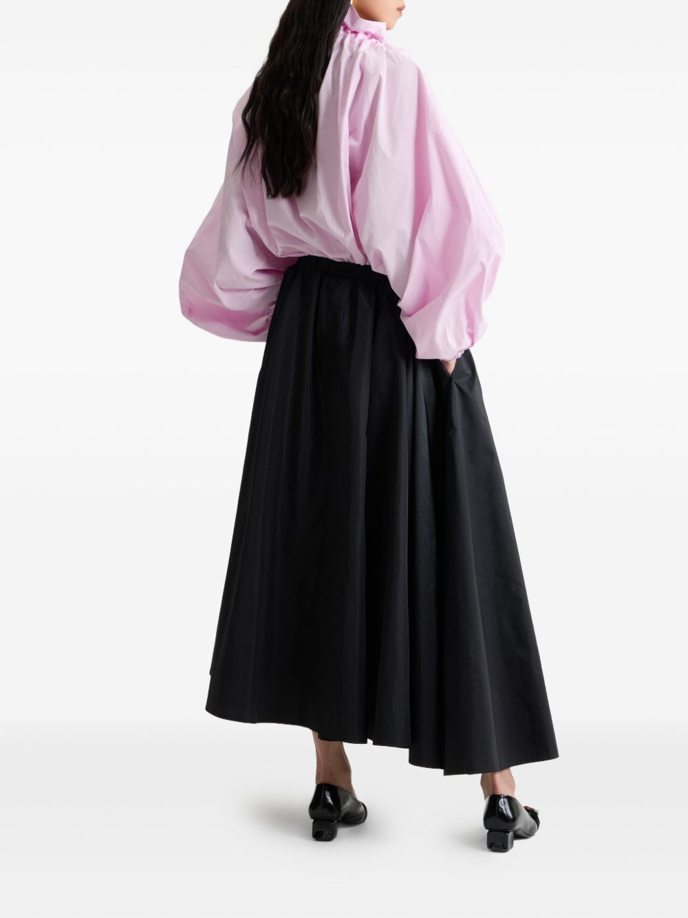 ruffled-neck balloon-sleeve blouse - 3