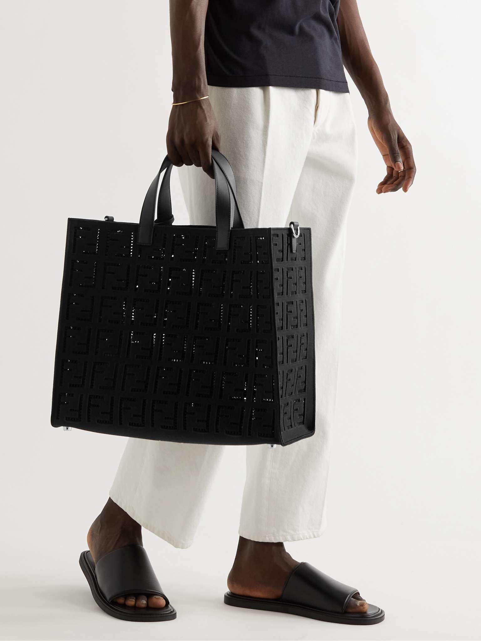 Logo-Embroidered Leather-Trimmed Cotton-Canvas Tote - 2