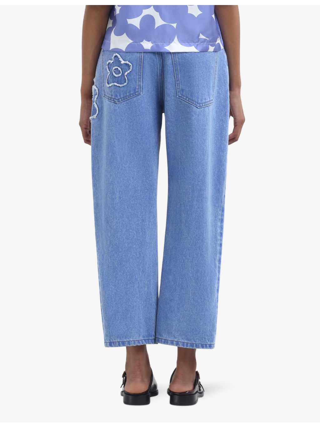 Floral-embroidered straight-leg mid-rise jeans - 4