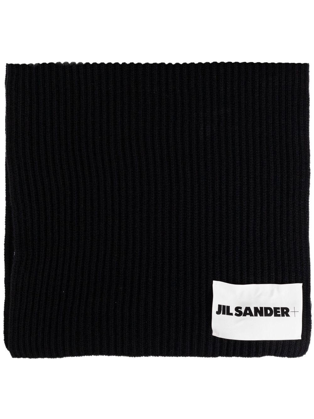 logo-patch wool scarf - 1