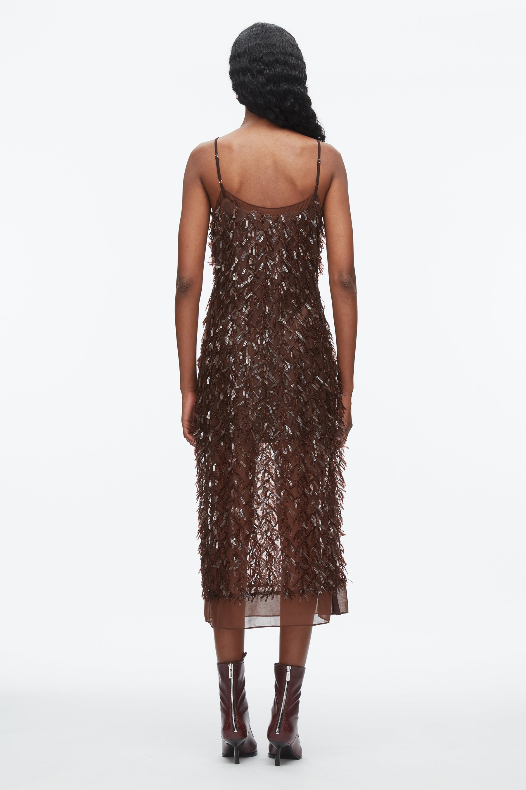 Fringe Sequins Slip Dress - 4
