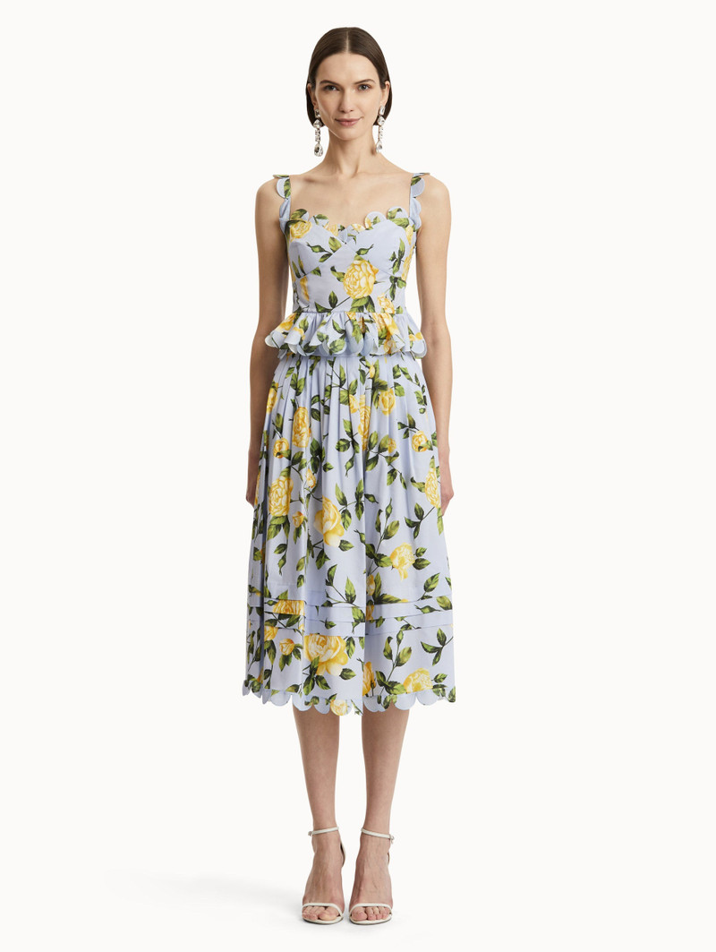 Oscar de la Renta ENGLISH ROSE COTTON POPLIN SKIRT outlook