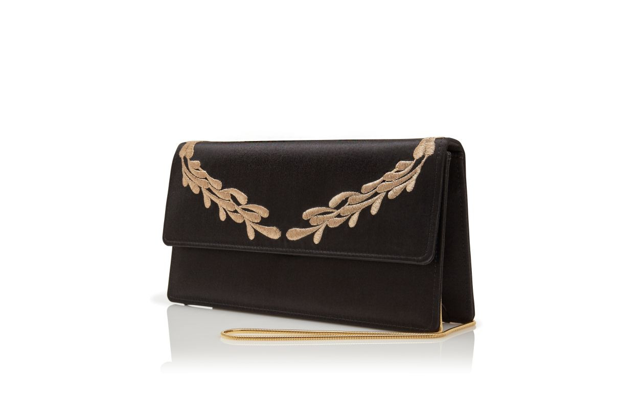 Black and Gold Satin Clutch - 3