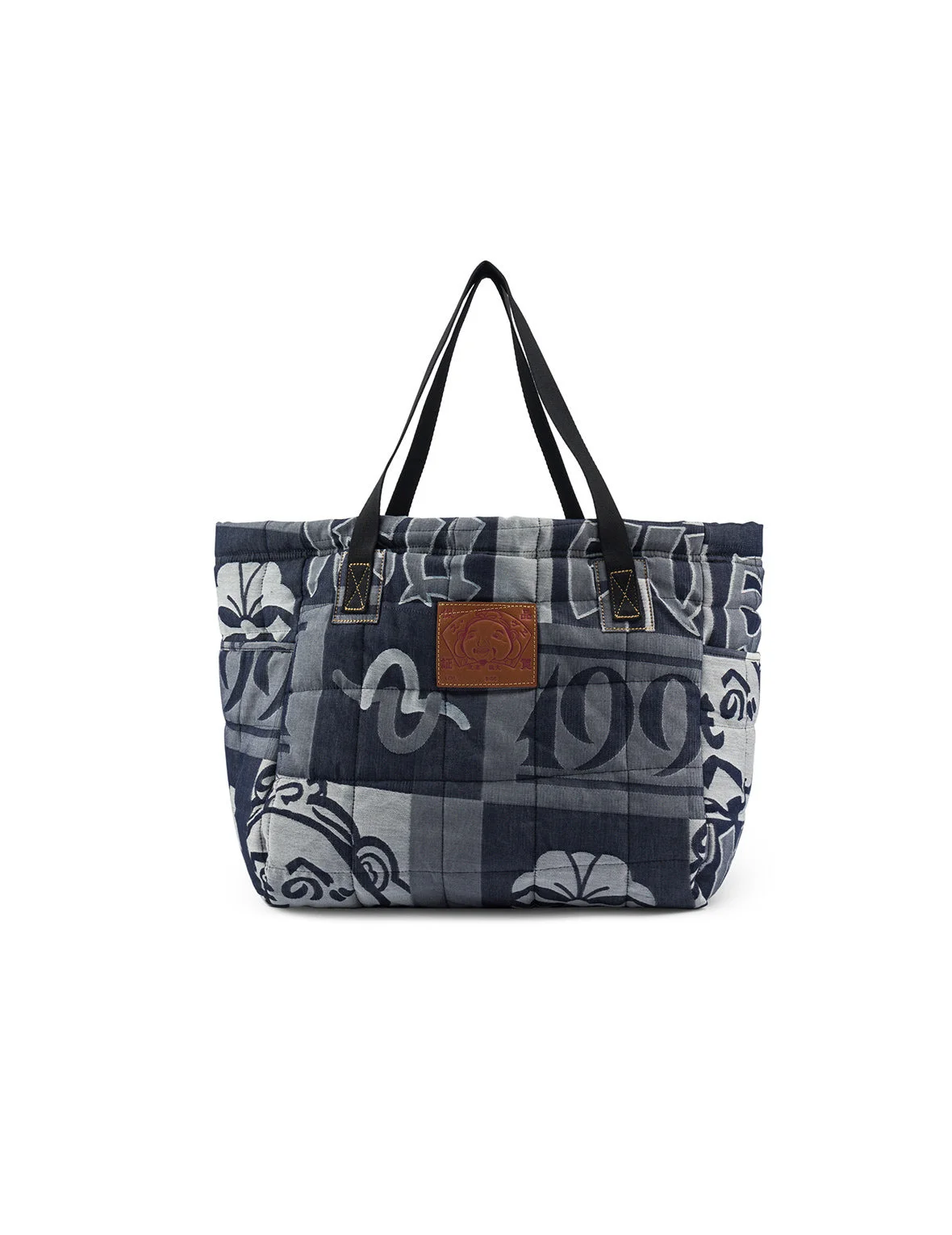 Allover Logo Jacquard Print Denim Tote Bag - 1