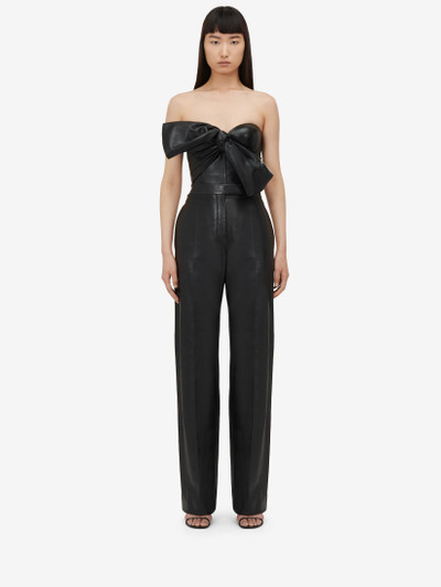 Alexander McQueen Women's High-waisted Leather Trousers in Black outlook