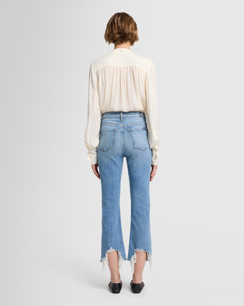High Waist Slim Kick with Long Side Hem and Destroy in Sloane Vintage 7