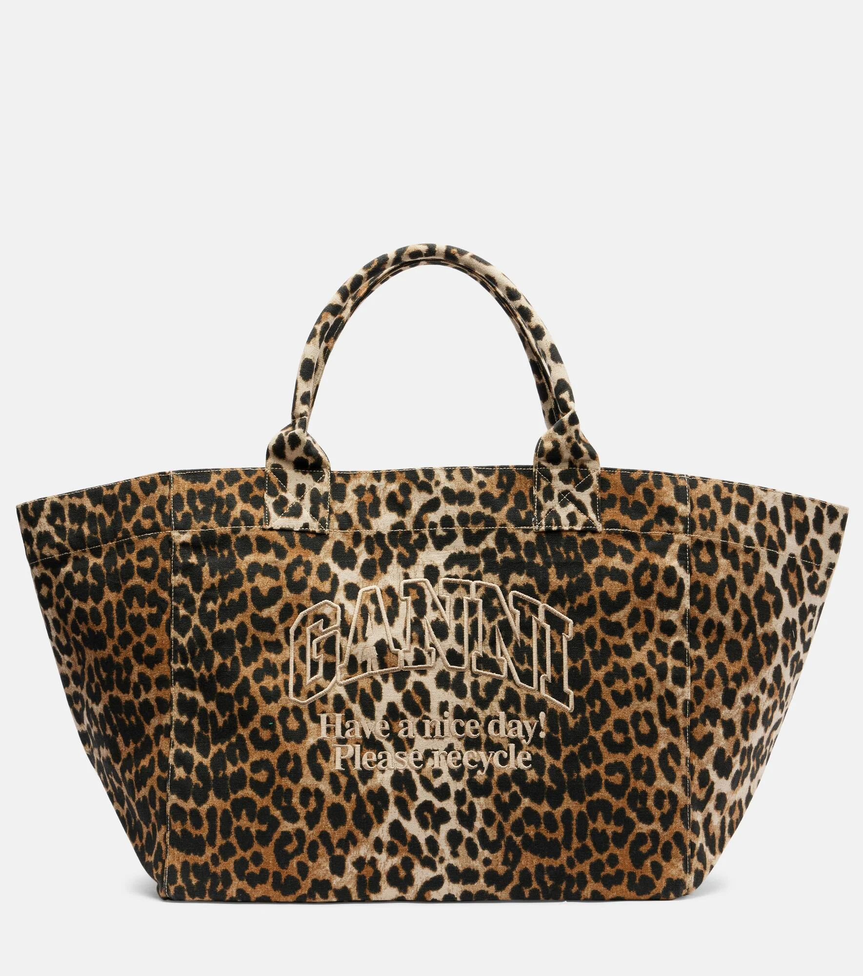 Large leopard-print canvas tote bag - 1