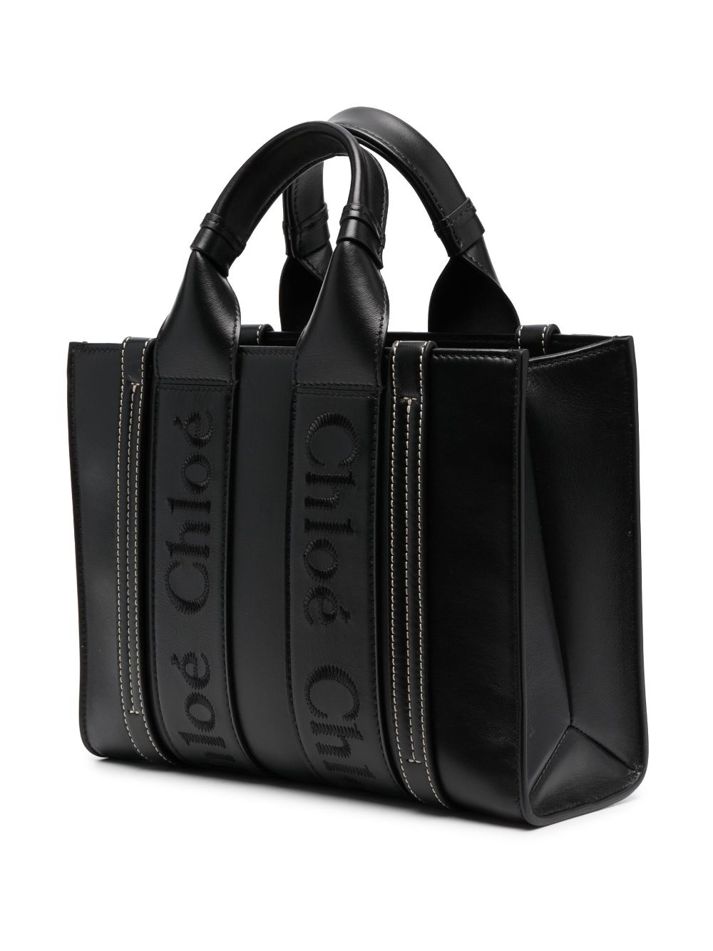 Small Woody leather tote bag - 4