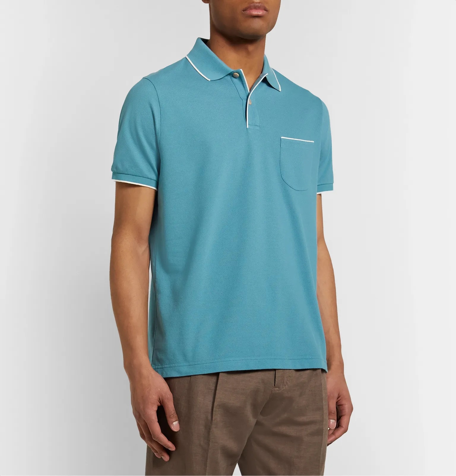 Contrast-Tipped Stretch-Cotton Piqué Polo Shirt - 4