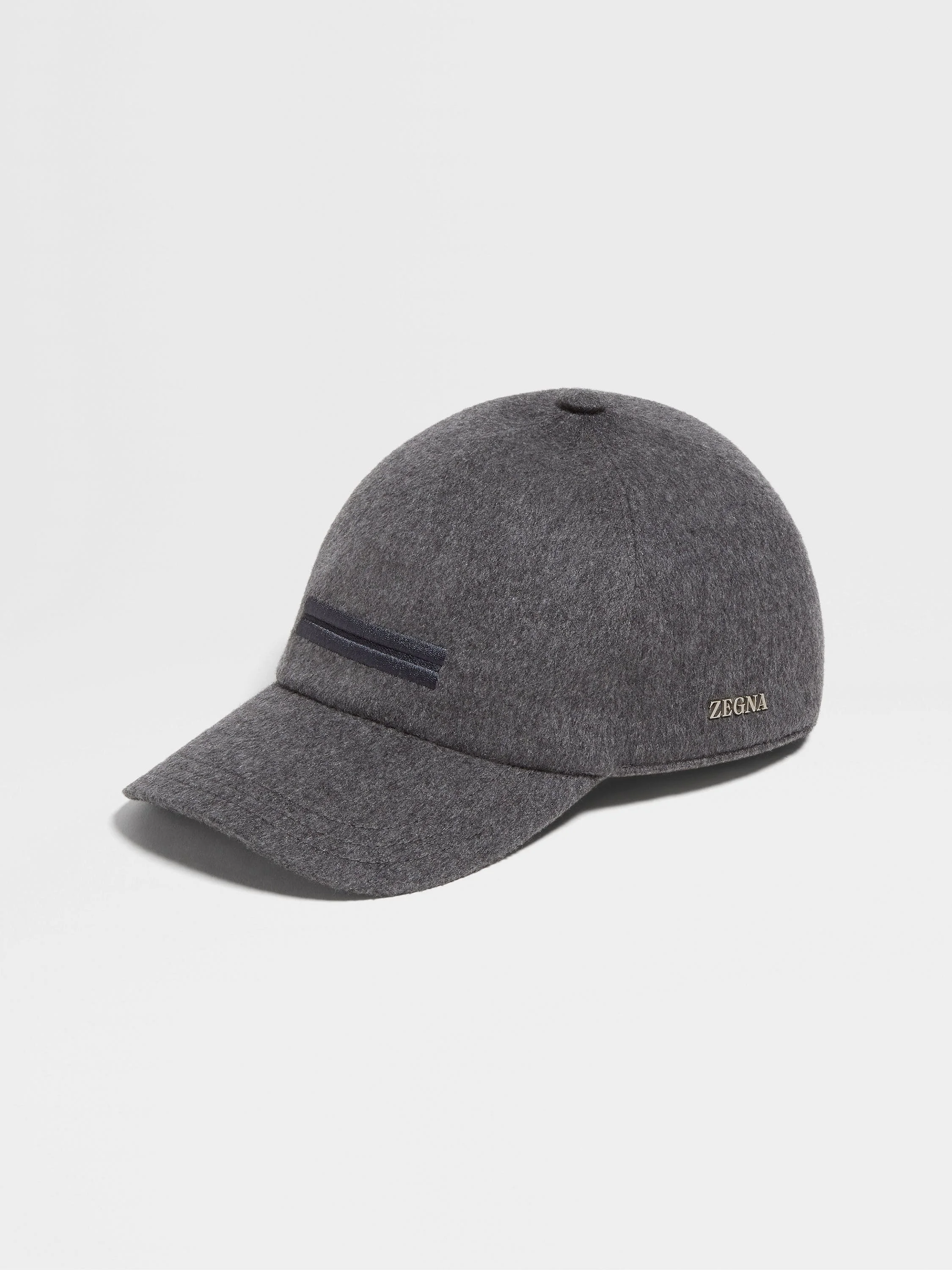 DARK GREY MÉLANGE OASI CASHMERE BASEBALL CAP - 1