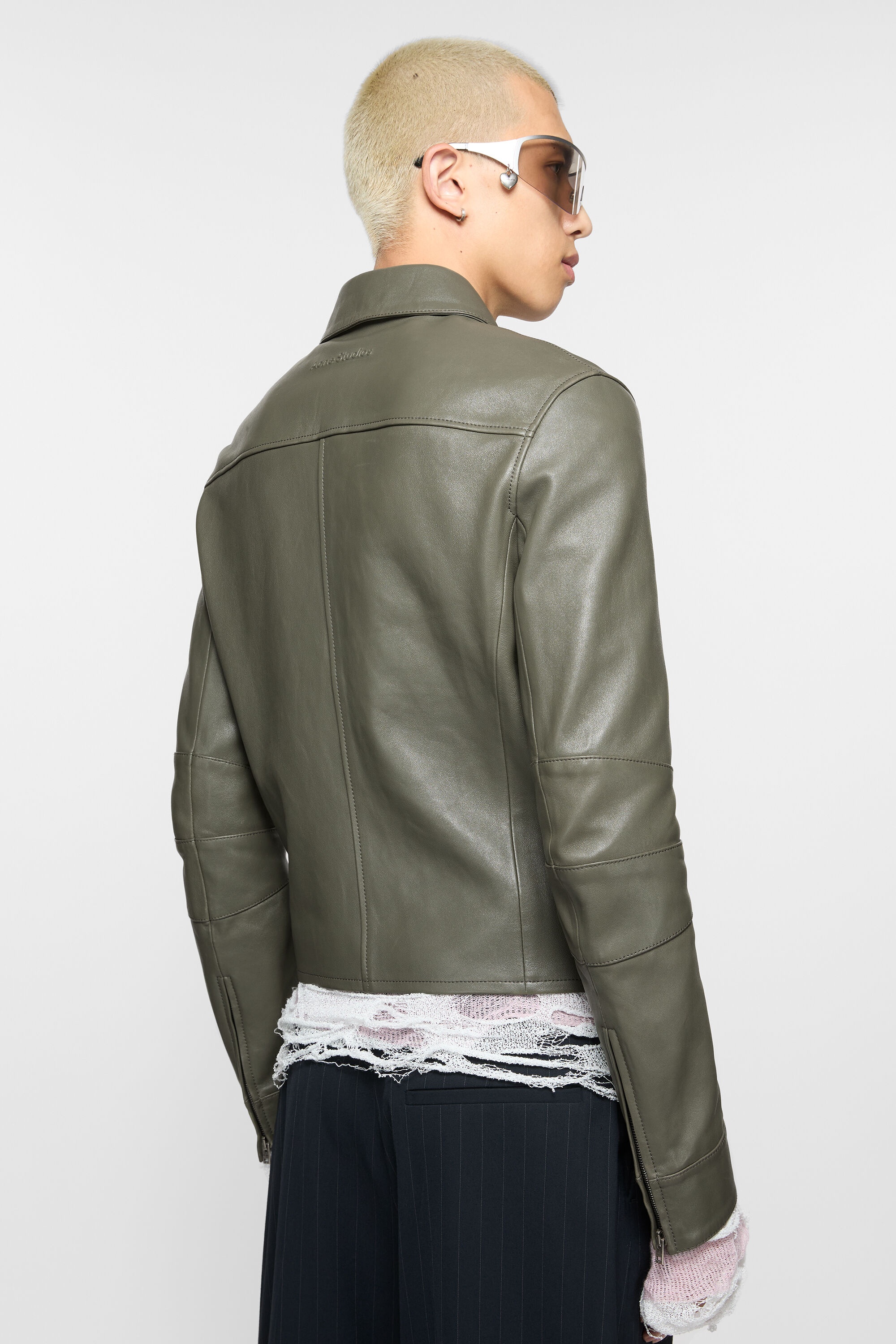 Leather jacket - Dusty green - 4