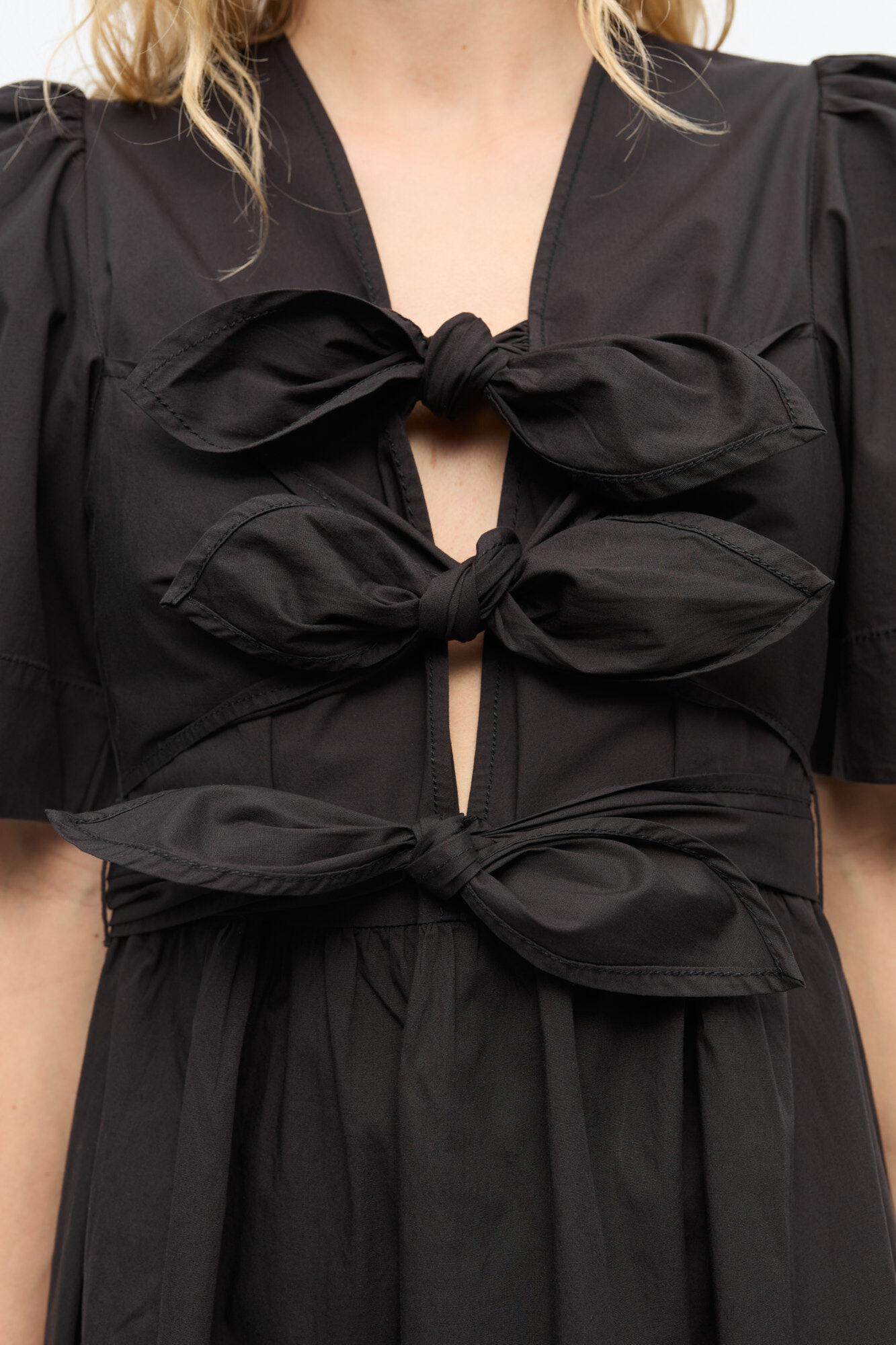 BLACK STRETCH COTTON DRESS - 6
