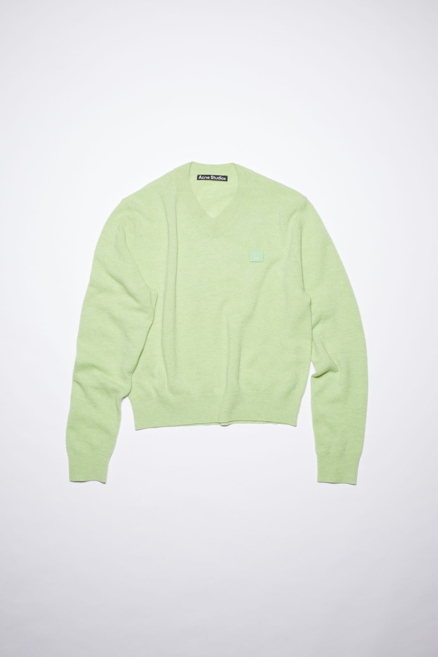 Wool v-neck sweater - Pale green melange - 5