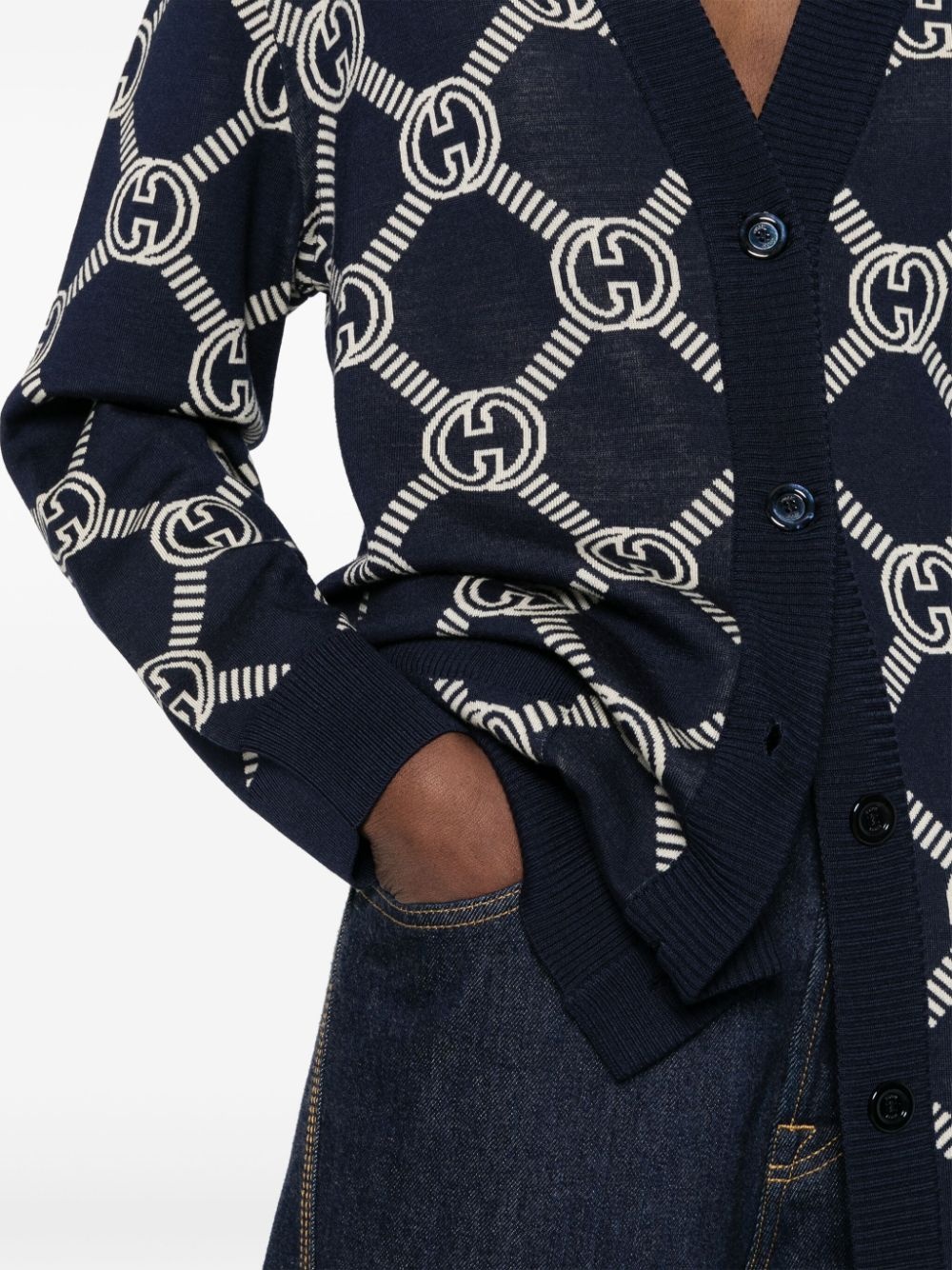 GG-jacquard reversible cardigan - 5