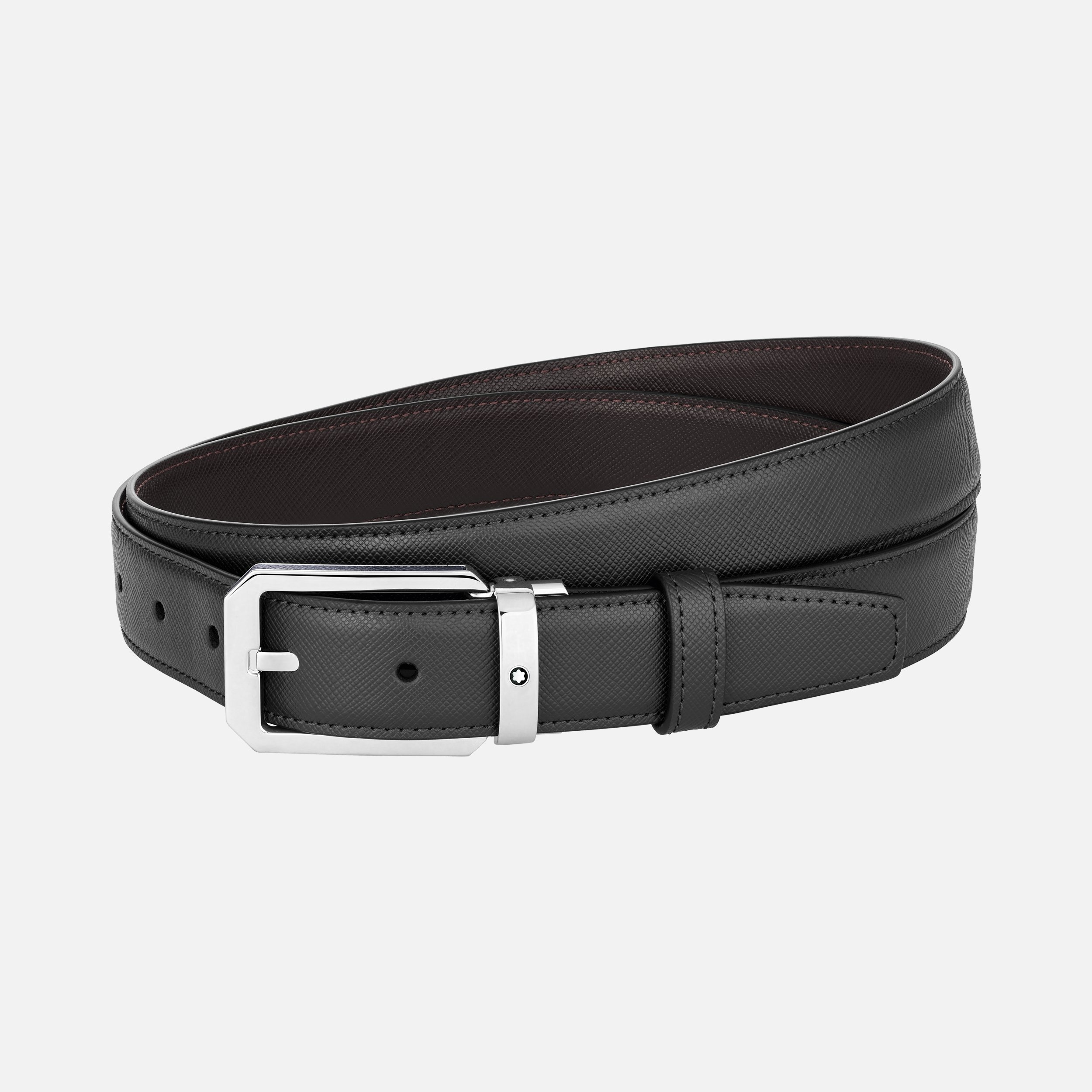 Black/brown 30 mm reversible leather belt - 1
