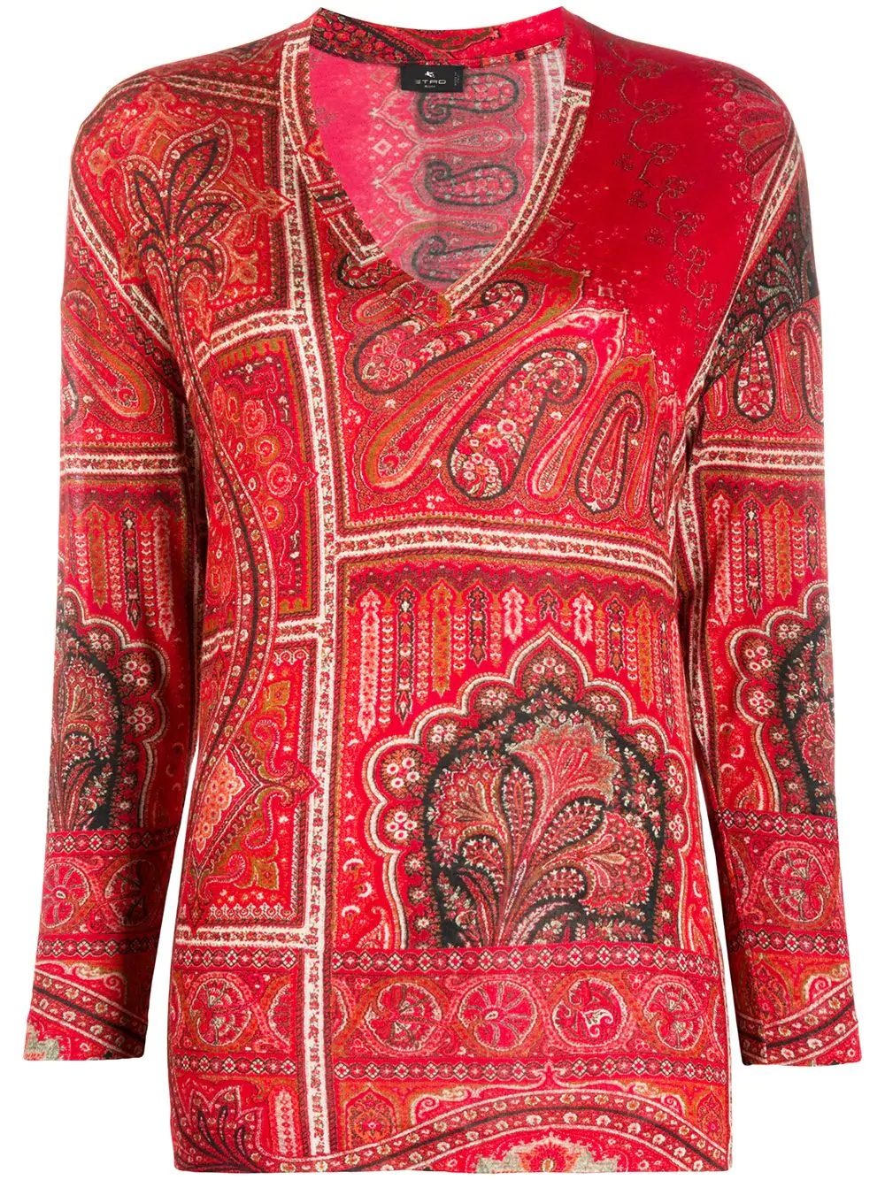 paisley print long-sleeved T-shirt - 1