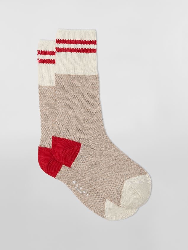 WHITE COTTON AND NYLON SOCK - 1