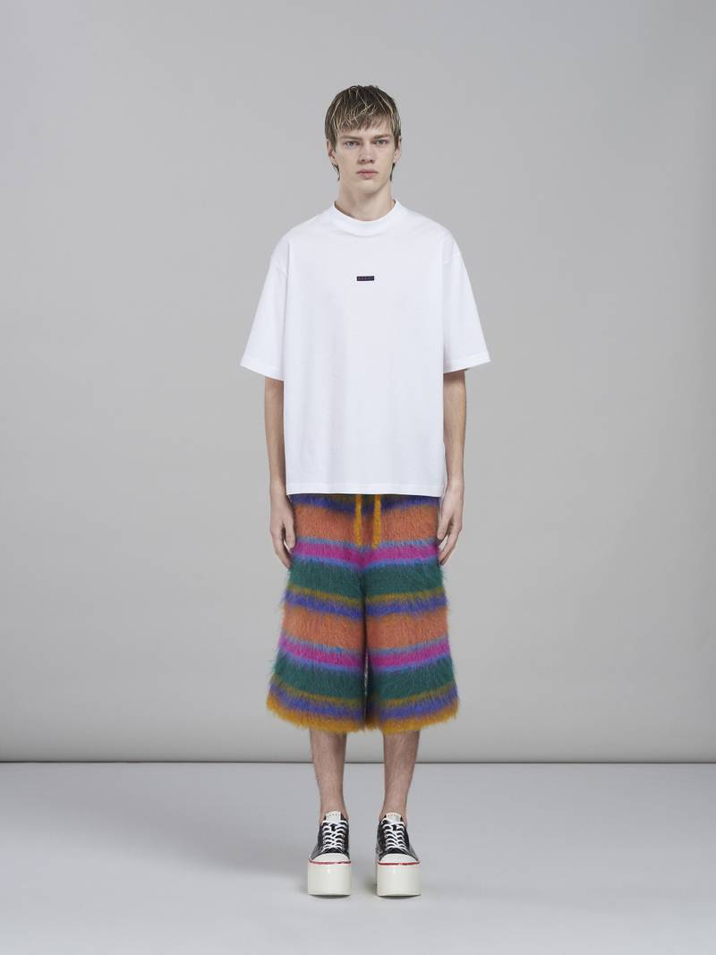 Marni STRIPED MOHAIR AND WOOL KNEE-LENGTH PANTS outlook