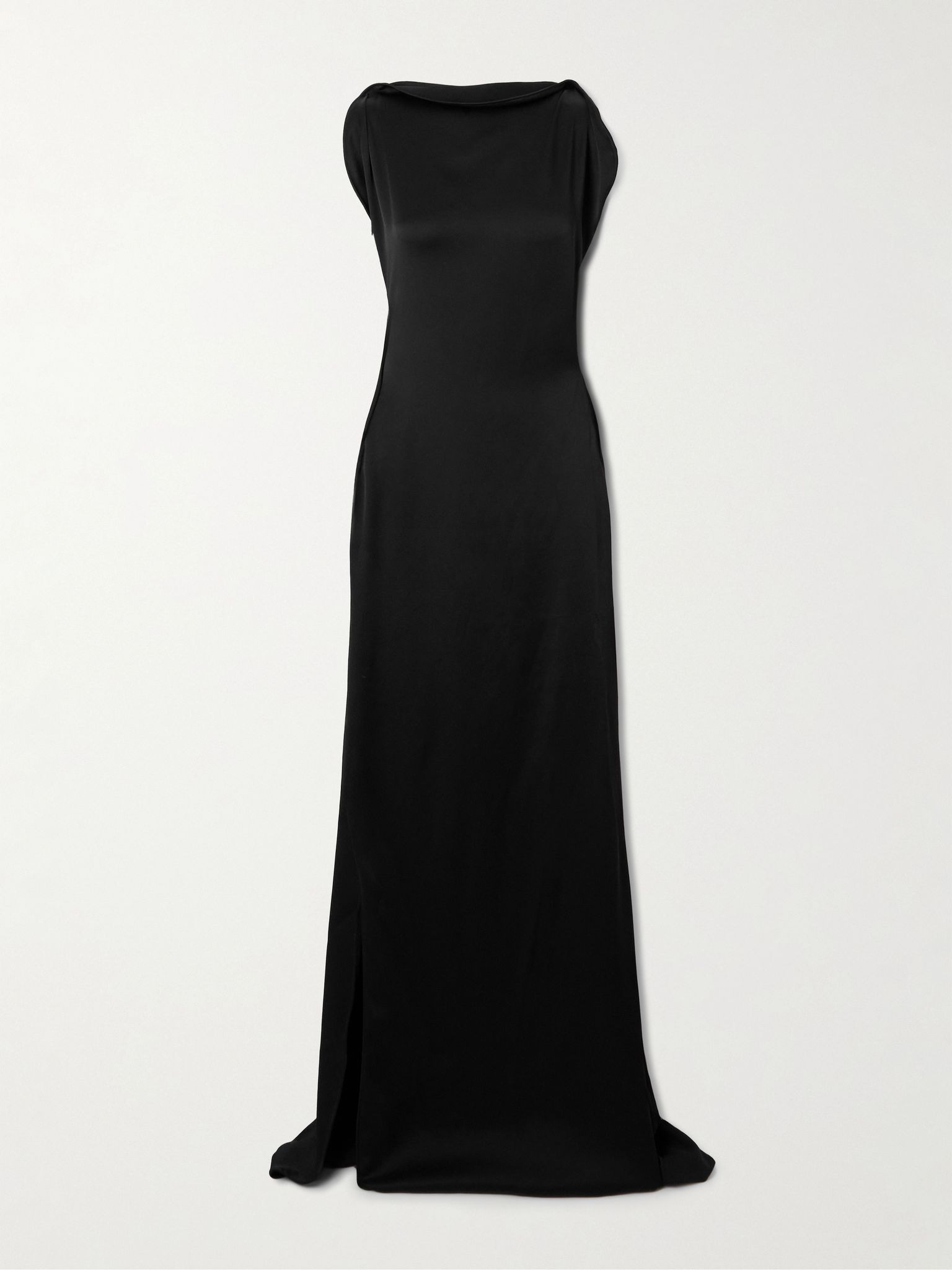 Draped satin-crepe gown Black - 1