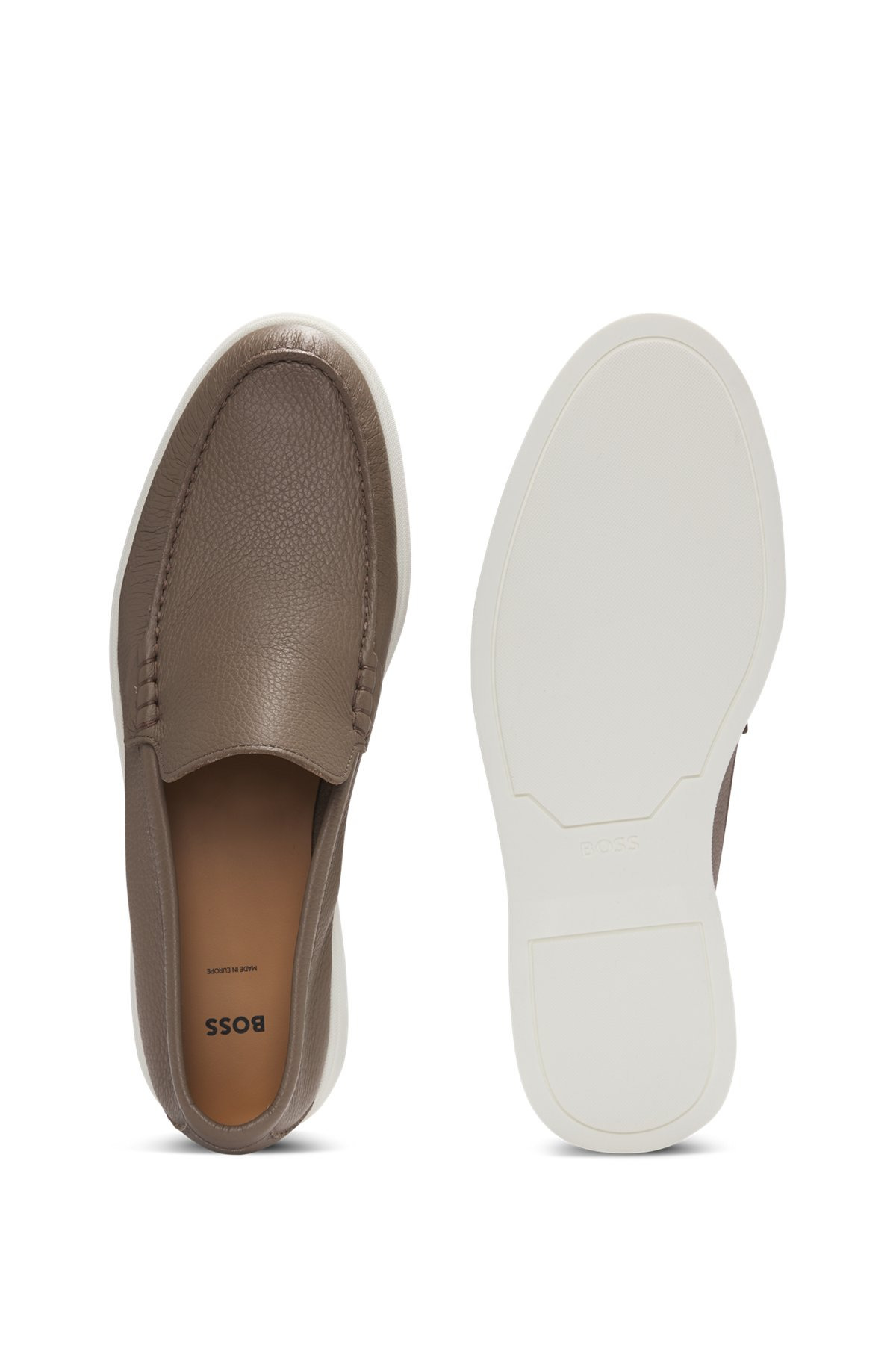 TUMBLED-LEATHER MOCCASINS WITH LOGO DETAIL - 4
